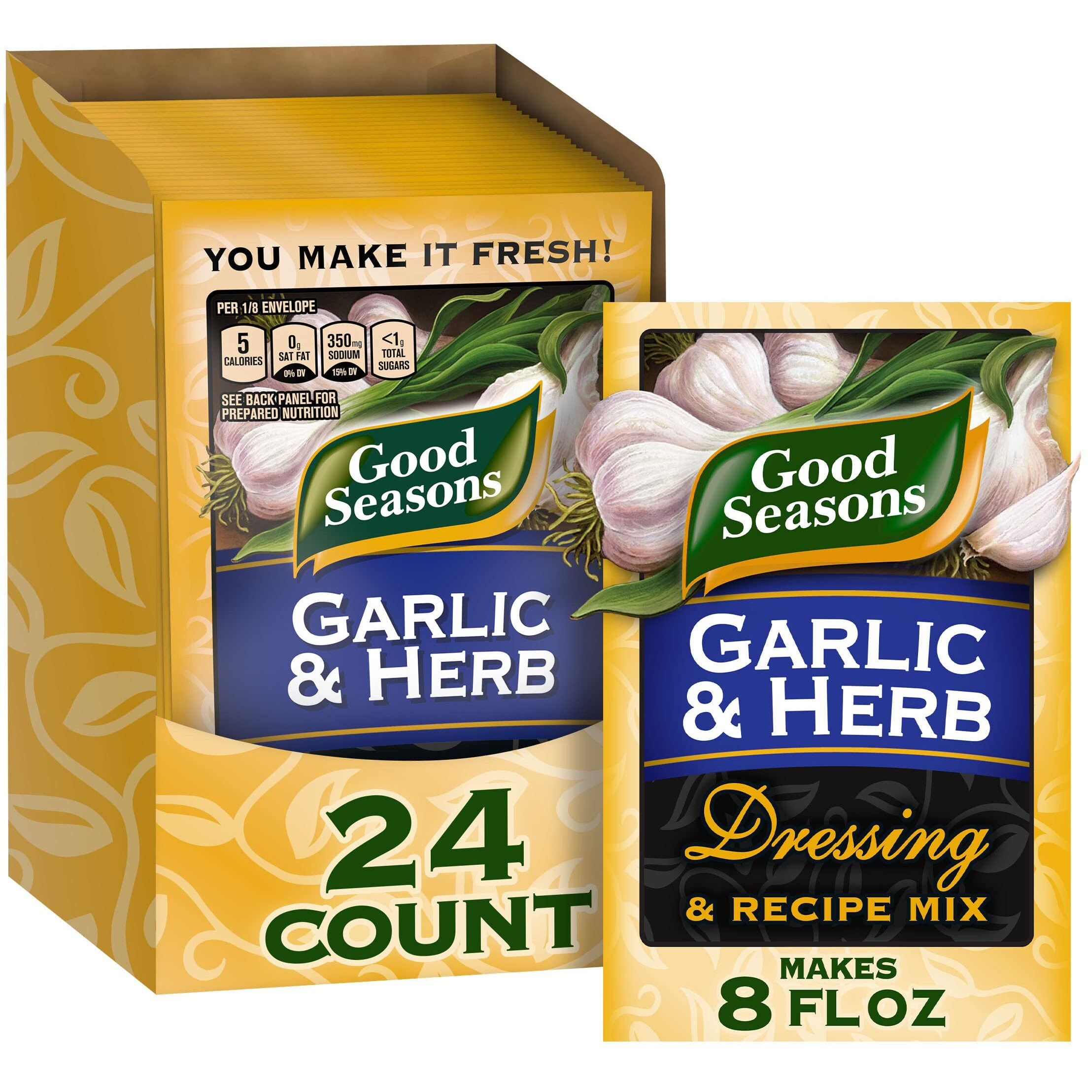 Good Seasons Garlic & Herb Salad Dressing & Recipe Mix (0.75 Oz Envelopes, Pack Of 24)