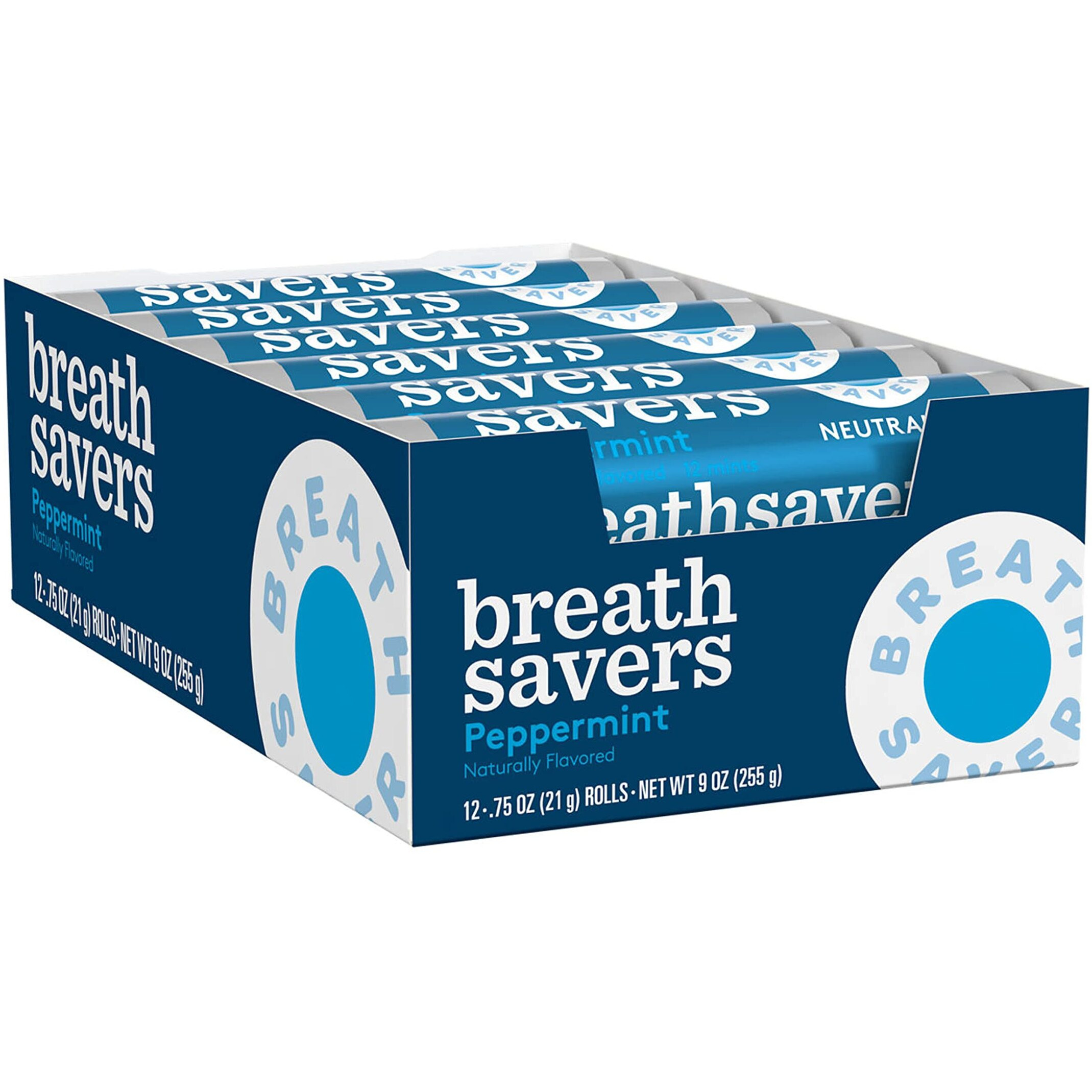 Breath Savers Peppermint Sugar Free Breath Mints Rolls, 0.75 Oz (24 Count)