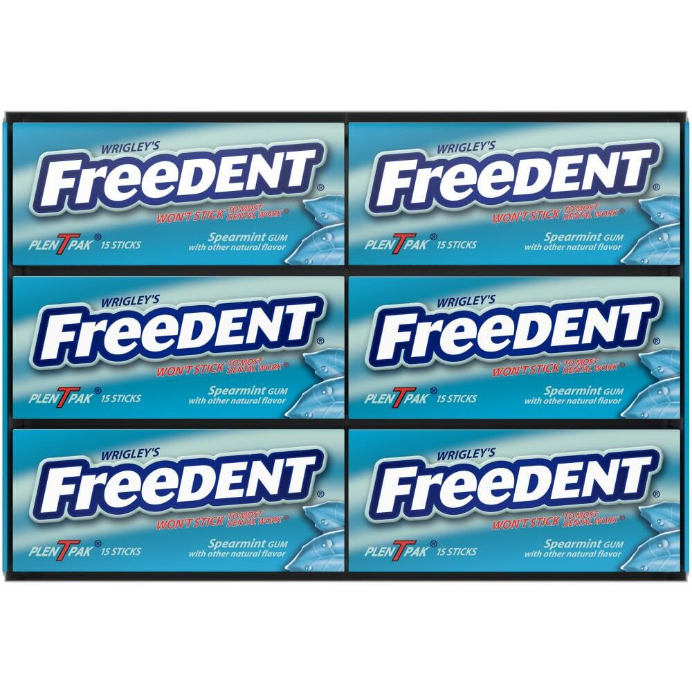 Freedent (12 Pack) Wrigley's Spearmint Chewing Gum, 15 Stick