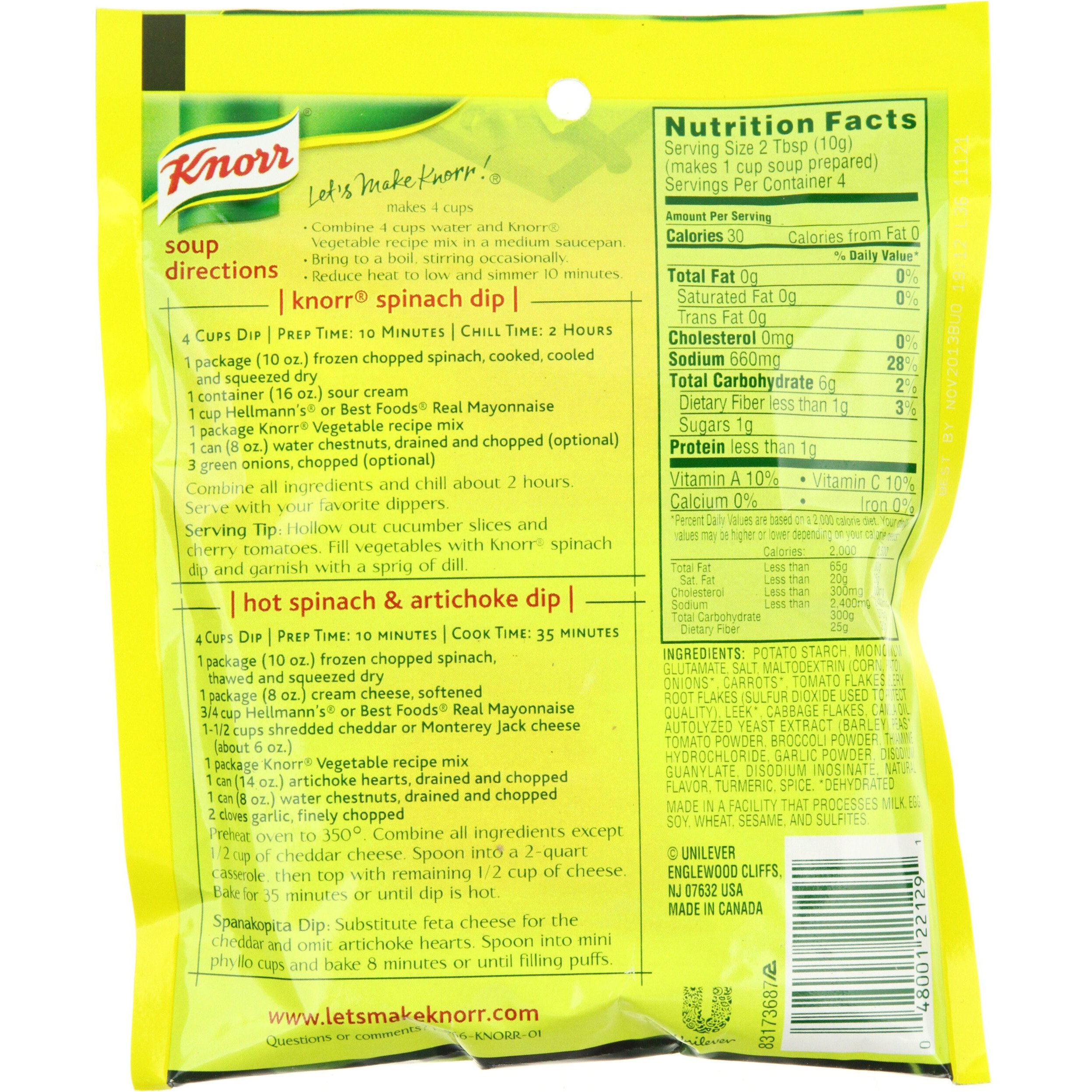 Knorr Vegetable Recipe Mix, 1.4000-Ounce (Pack Of 6)