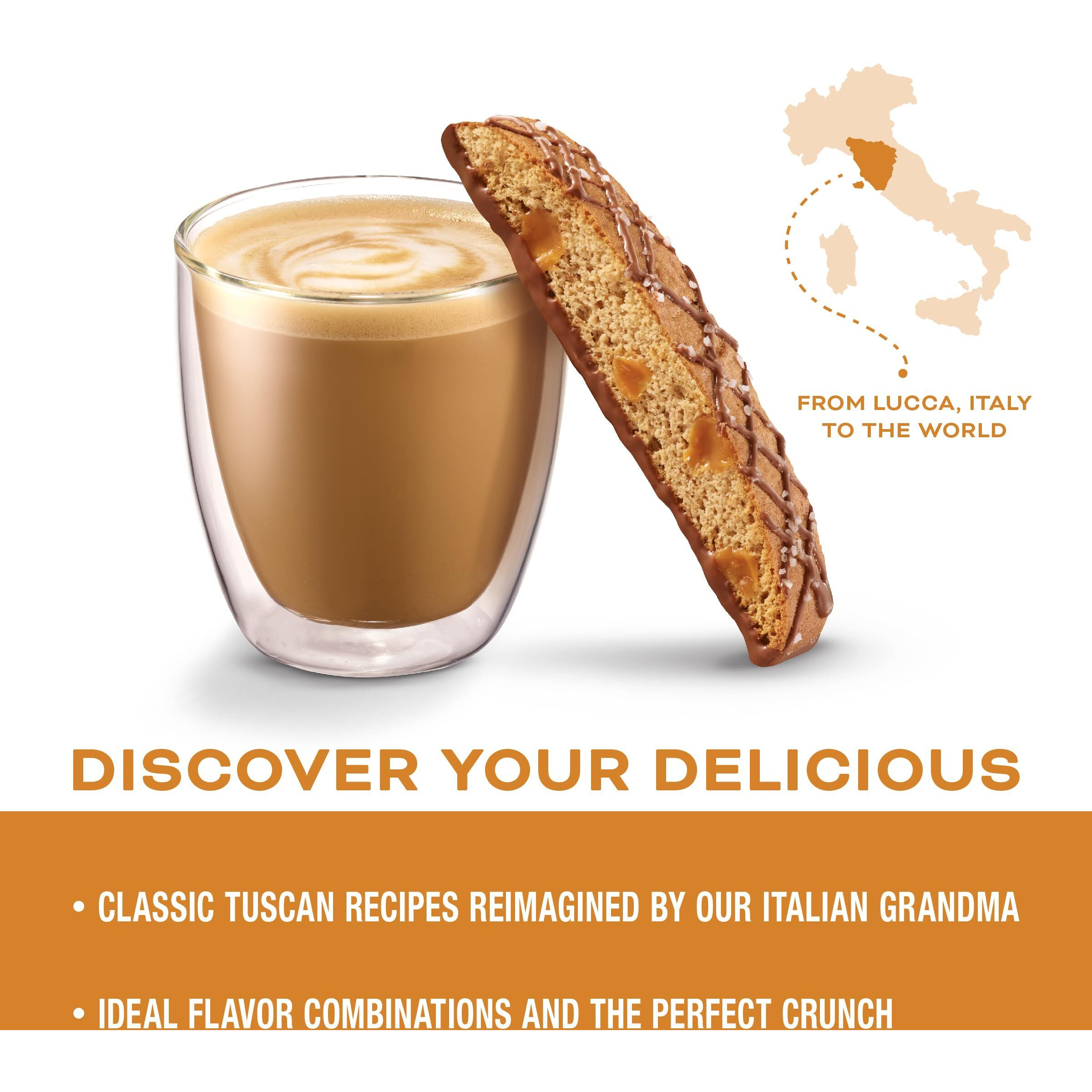 Nonni's Salted Caramel Biscotti Italian Cookies - 2 Boxes - Biscotti Individually Wrapped Cookies - Italian Biscotti Cookies W/Rich Milk Chocolate & Sea Salt - Kosher - 6.72 Oz