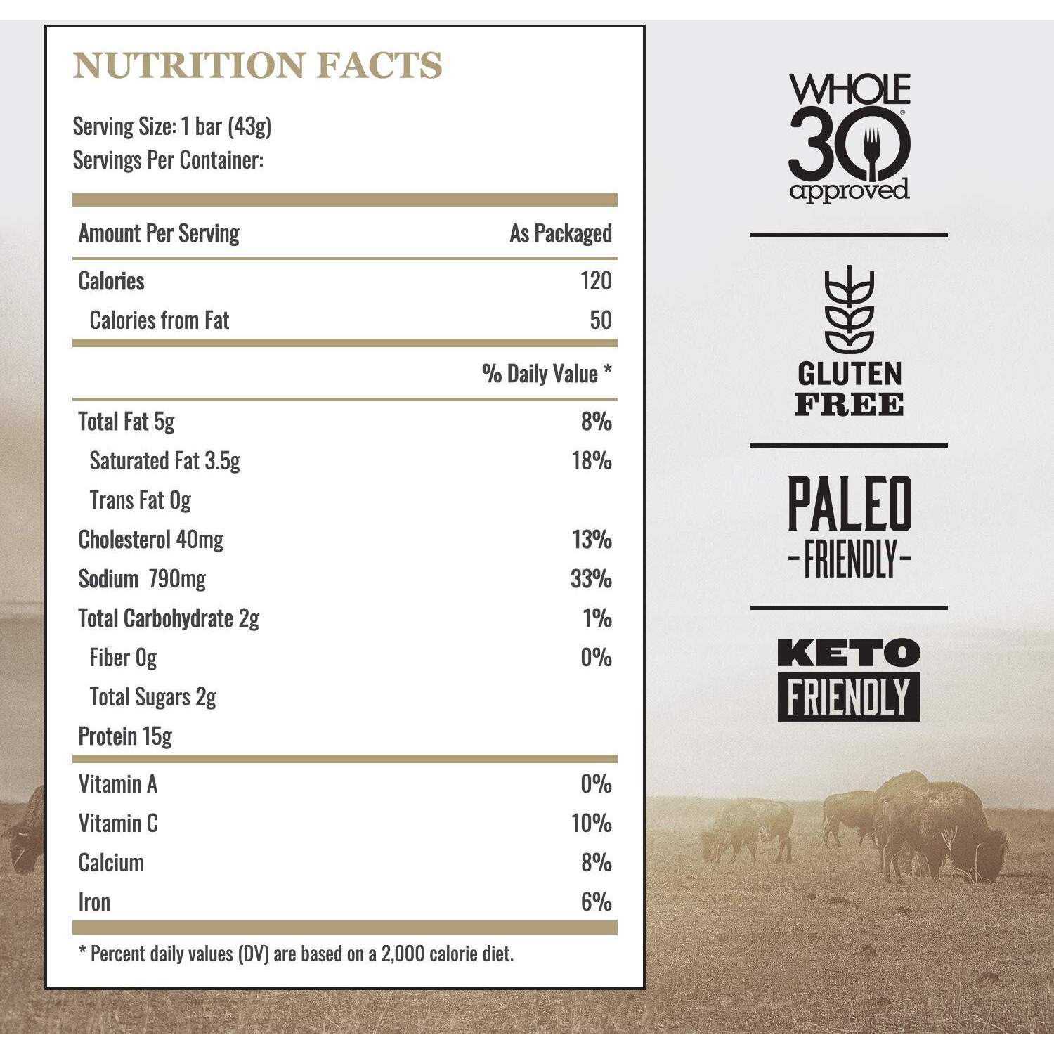 Epic Provisions Venison Sea Salt And Pepper Bars, Keto Friendly, Gluten Free, 12 Ct
