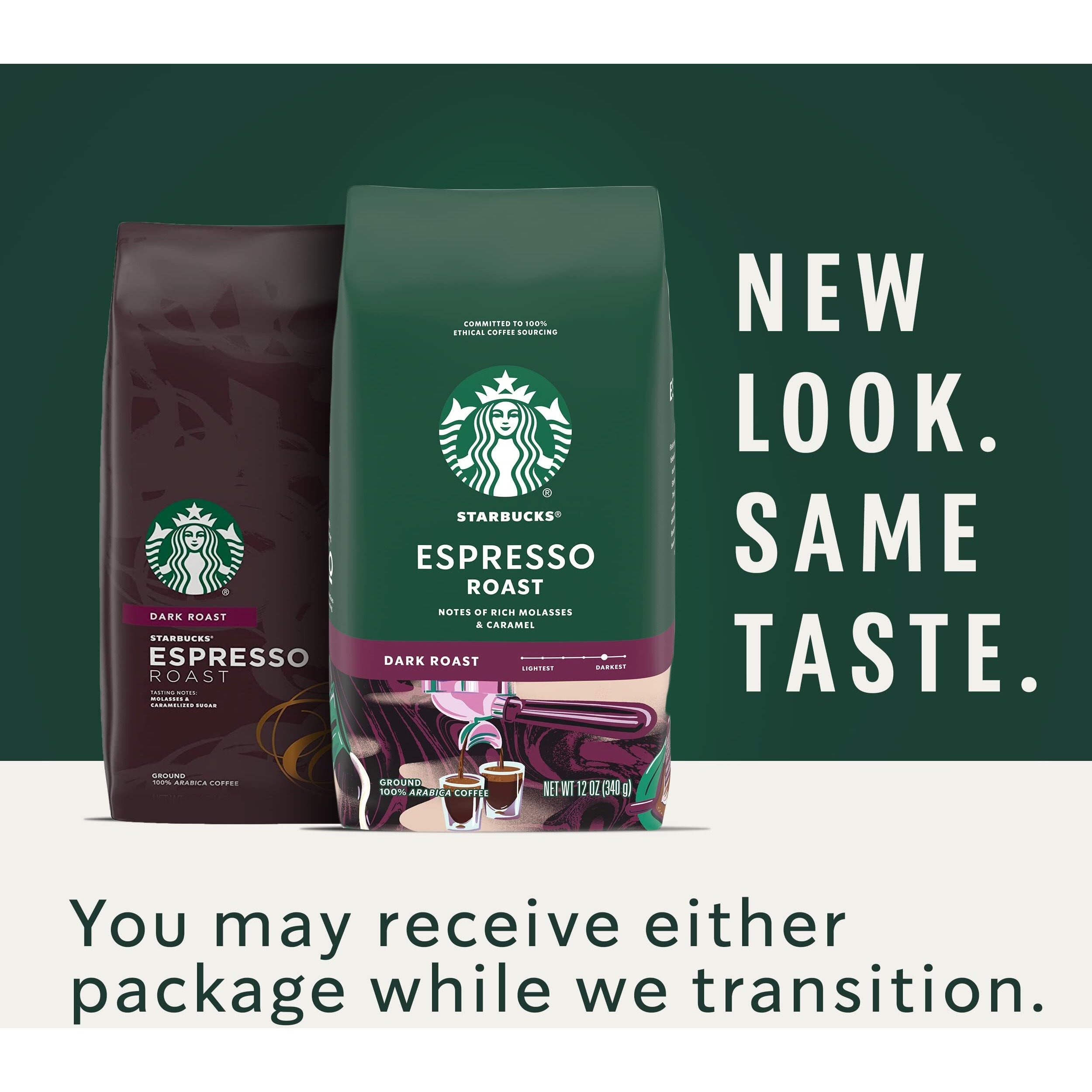 Starbucks Dark Roast Whole Bean Coffee - Espresso Roast - 100% Arabica - 6 Bags (12 Oz. Each)