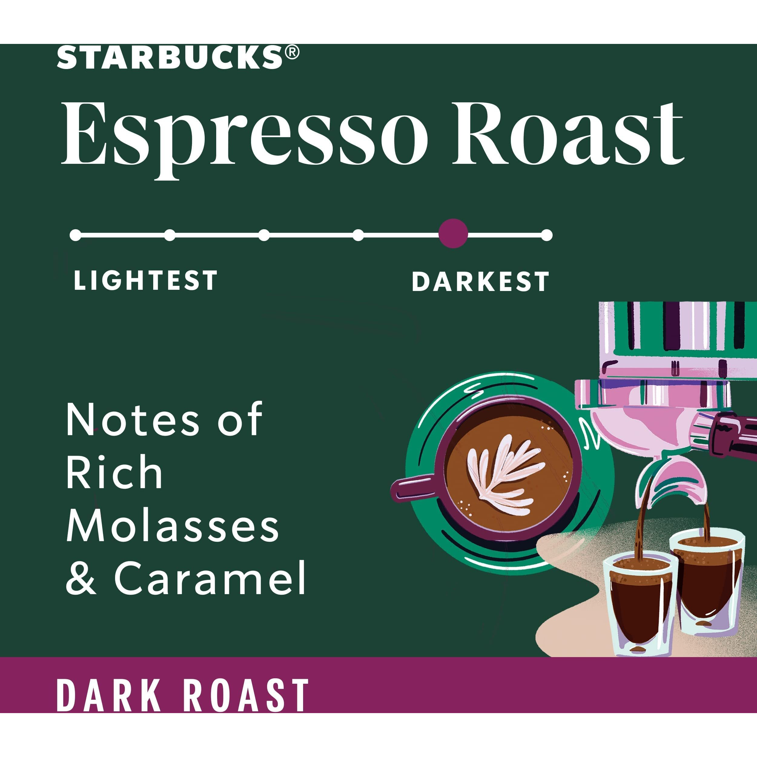 Starbucks Dark Roast Whole Bean Coffee - Espresso Roast - 100% Arabica - 6 Bags (12 Oz. Each)