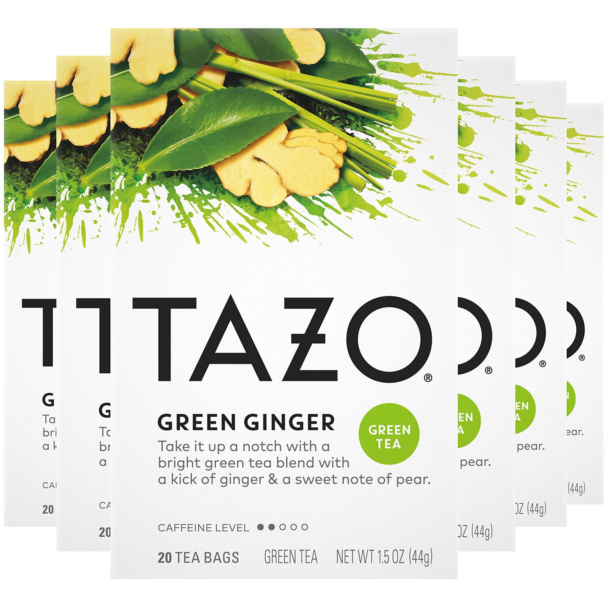 Tazo Tea Bags, Green Tea, Green Ginger, 20 Count (Pack Of 6)