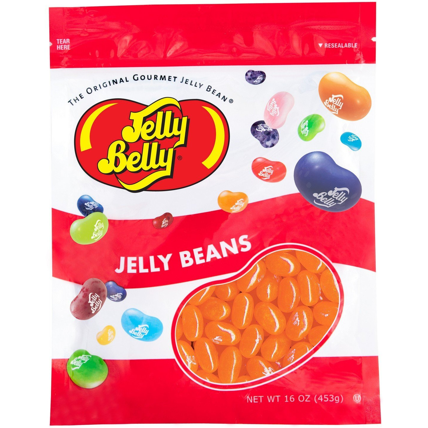 Jelly Belly Sunkist Tangerine Jelly Beans - 1 Pound (16 Ounces) Resealable Bag - Genuine, Official, Straight From The Source