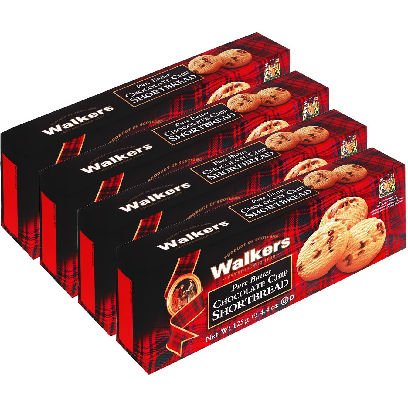 Walker's Shortbread Chocolate Chip Cookies, Pure Butter Shortbread Cookies, 4.4 Oz (Pack Of 4)