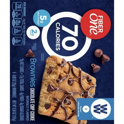 Fiber One 70 Calorie Brownies, Chocolate Chip Cookie, Snack Bars, 6 Ct
