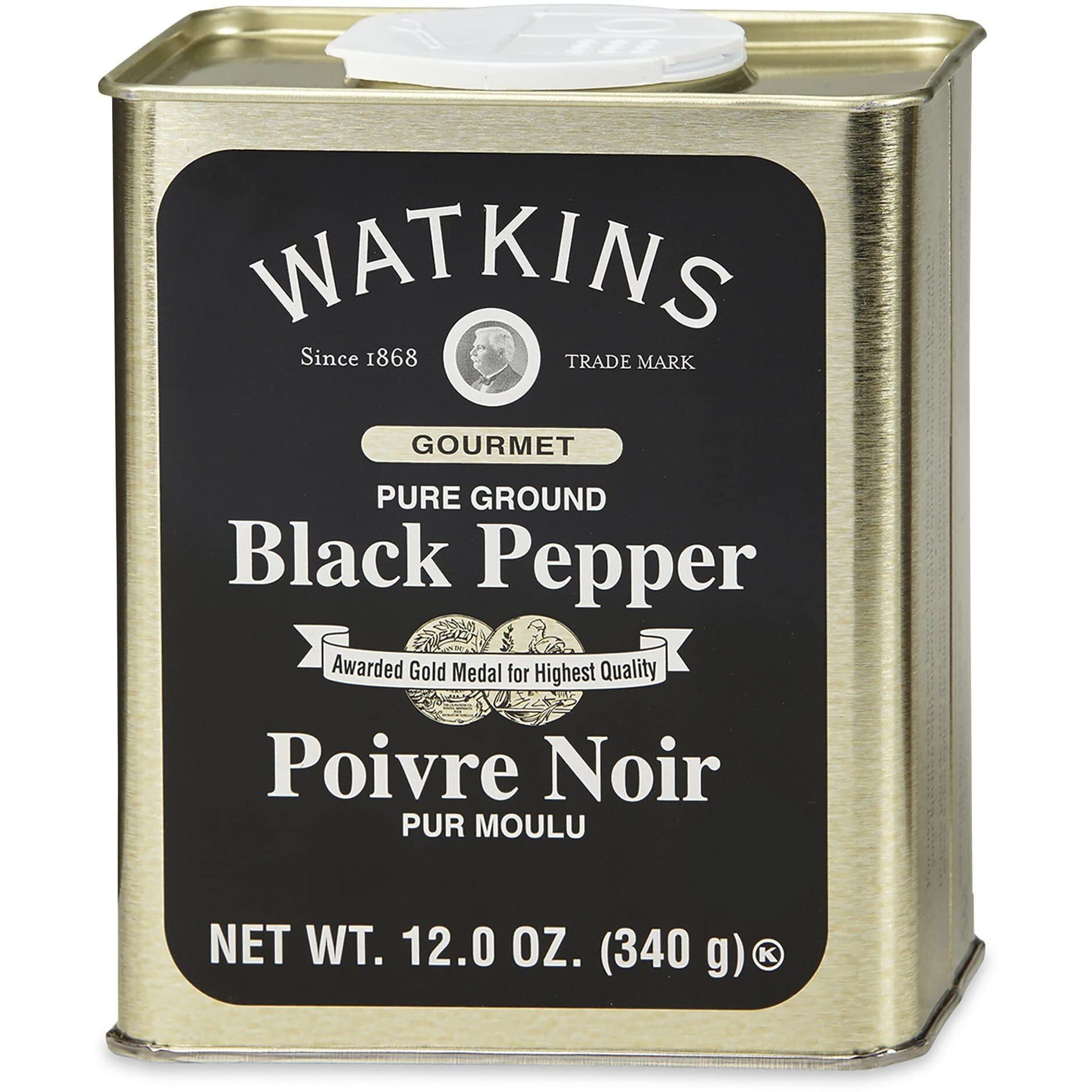 Watkins Gourmet Spice Tin, Pure Ground Black Pepper, 12 Oz. Tin, 1 Count