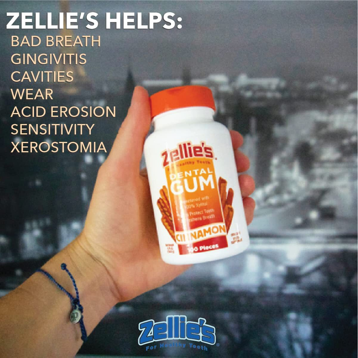 Zellie's | 100% Xylitol Sugar Free Cinnamon Chewing Gum | Cinnamon Flavor (100 Count (Pack Of 1))