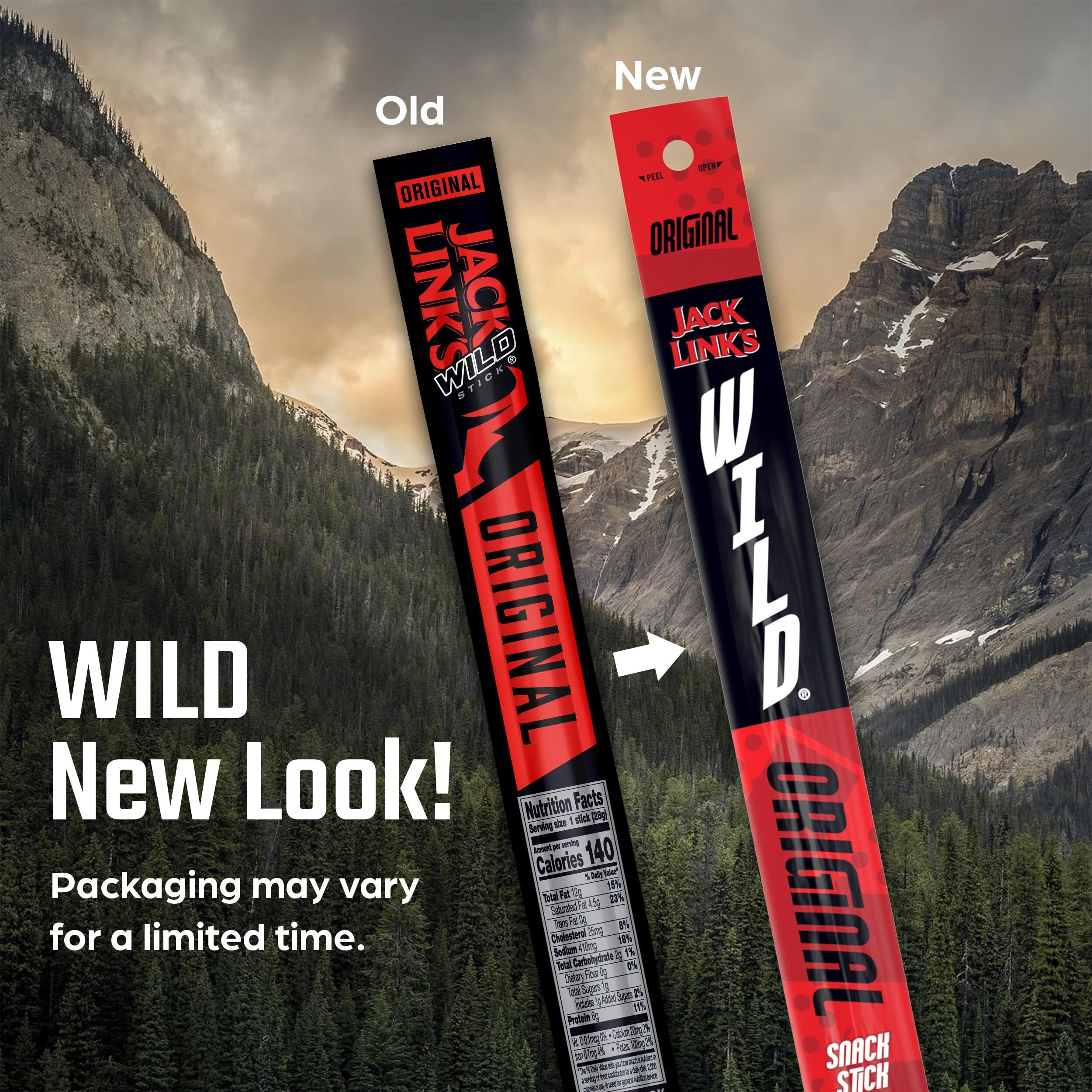 Jack Link's Wild Beef Sticks, Original - Protein Snack, Meat Stick With 6G Of Protein, 1 Oz. (Pack Of 20)