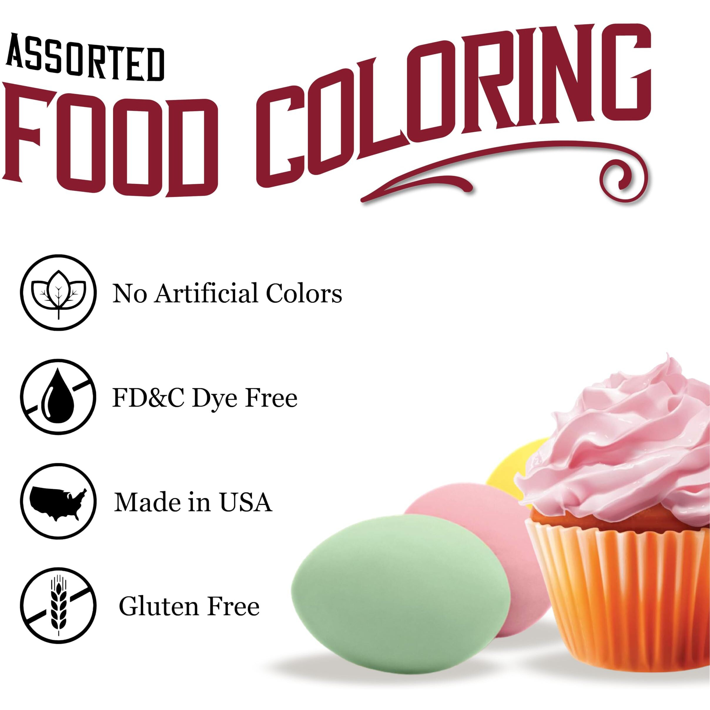Watkins Assorted Food Coloring, 1 Each Red, Yellow, Green, Blue, Total Four .3 Oz Bottles