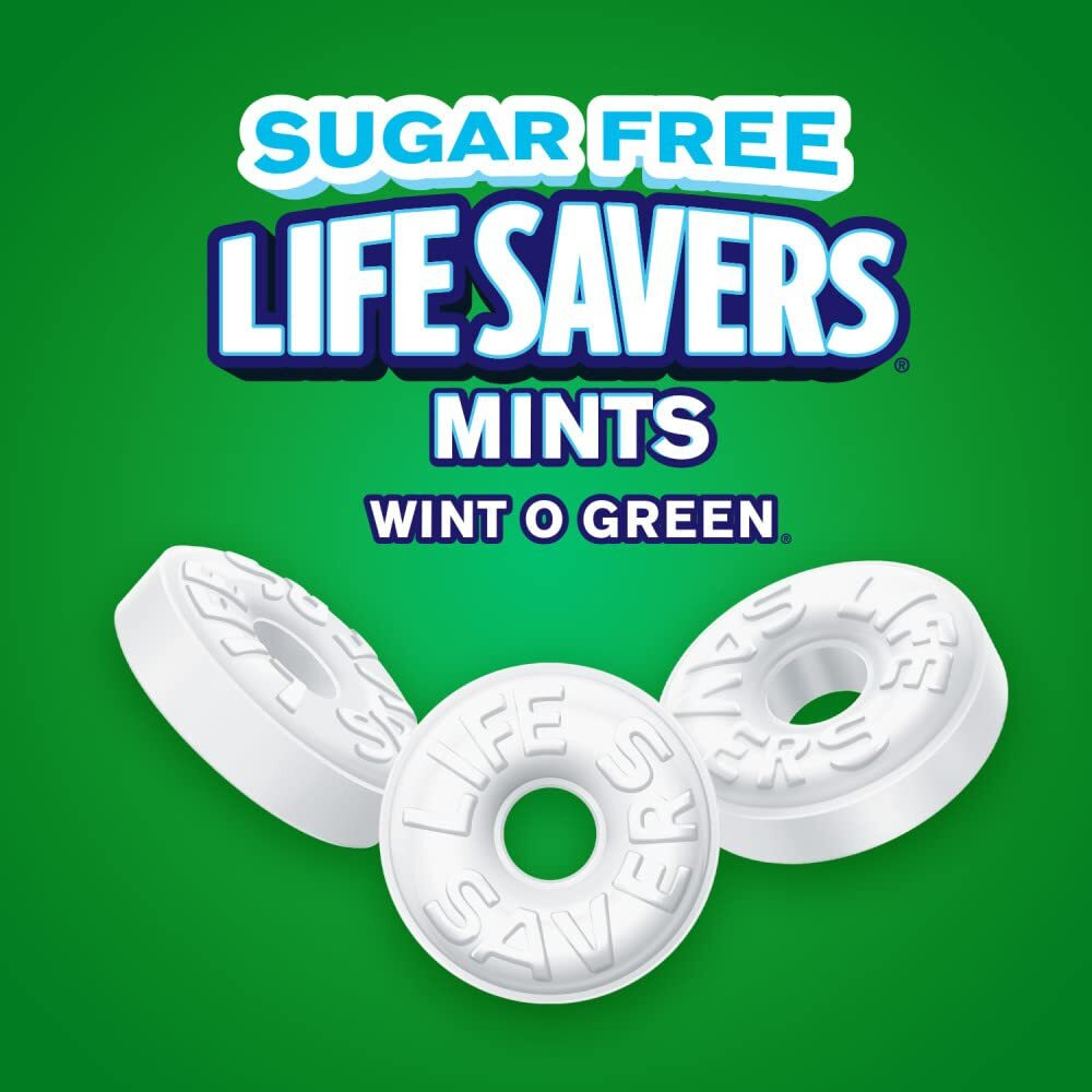 Life Savers Wint-O-Green Sugar Free Breath Mints Hard Candy, 2.75 Oz Bag (Pack Of 12)