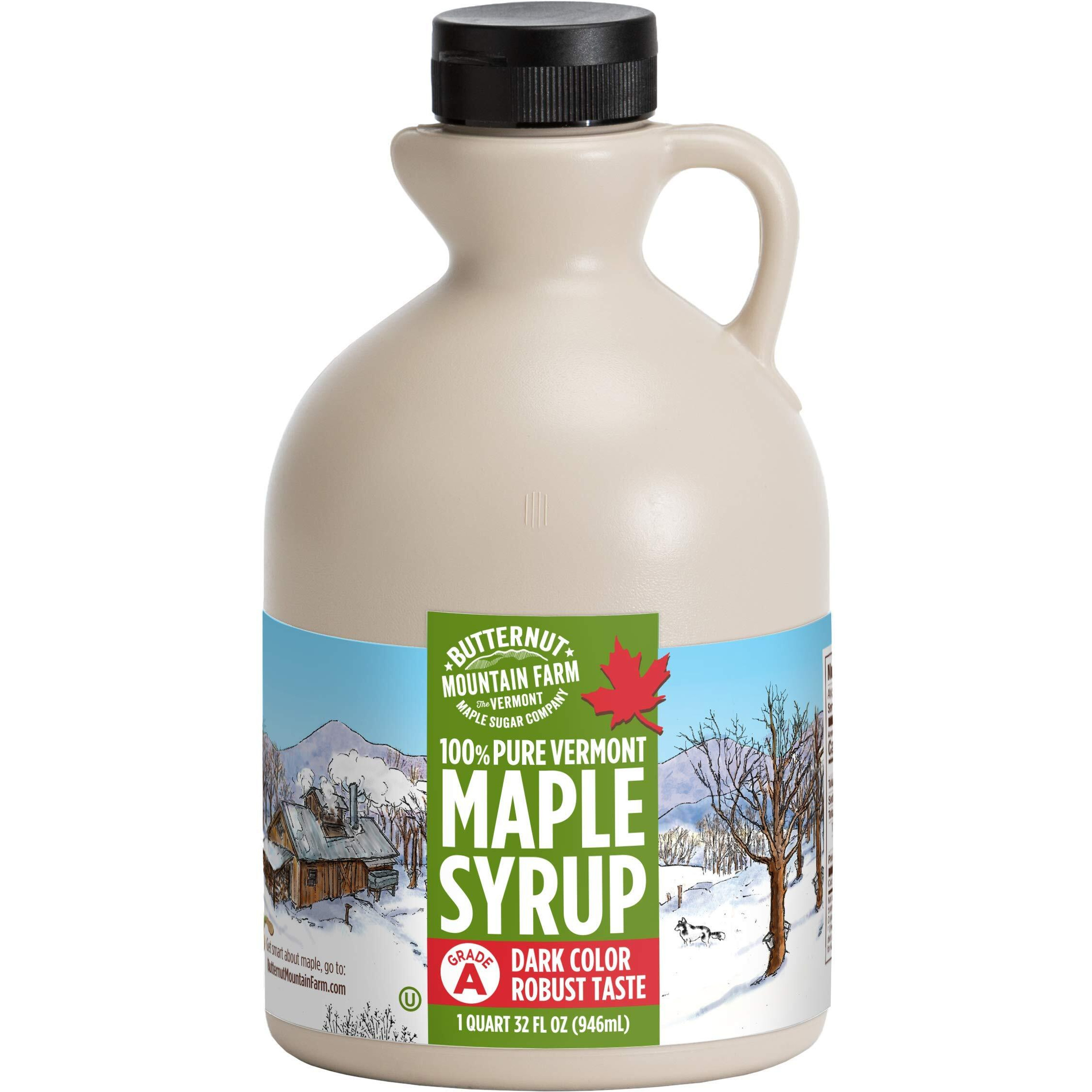 Butternut Mountain Farm Pure Vermont Maple Syrup, Grade A, Dark Color, Robust Taste, All Natural, Easy Pour, 32 Fl Oz, 1 Qt (Prev Grade B)