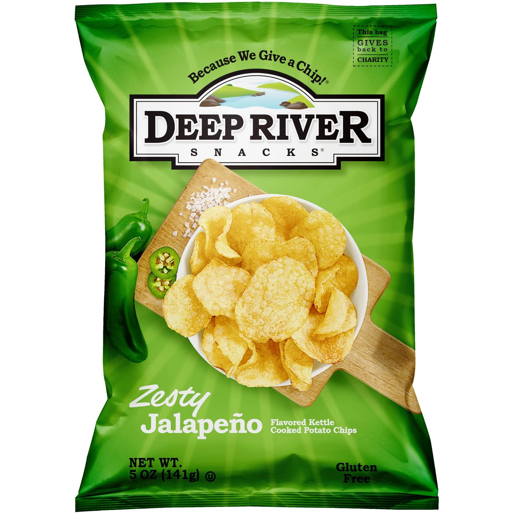 Deep River Snacks Zesty Jalapeno Kettle Cooked Potato Chips, 5-Ounce (Pack Of 12)