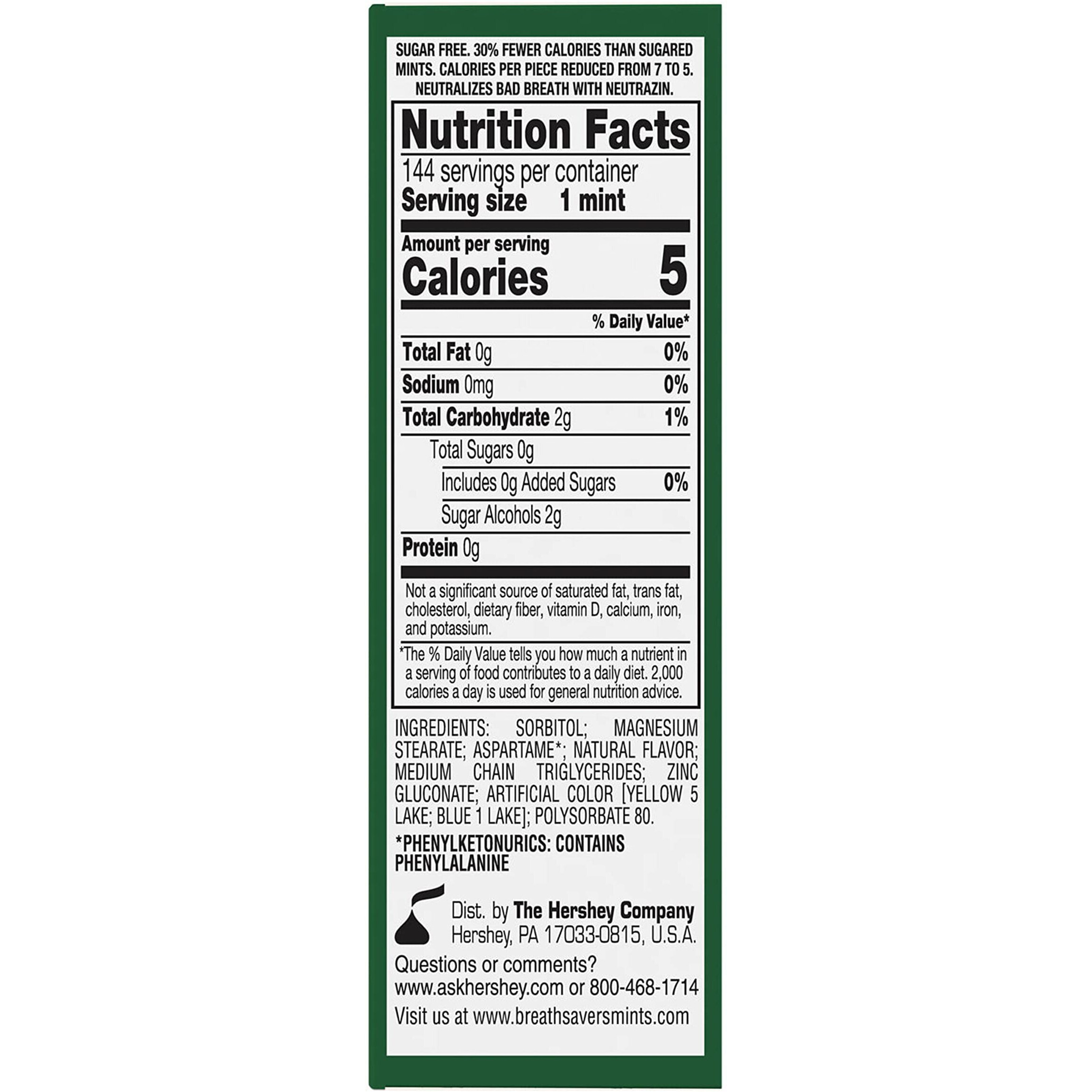 Breath Savers Spearmint Sugar Free Breath Mints Rolls, 0.75 Oz (24 Count)