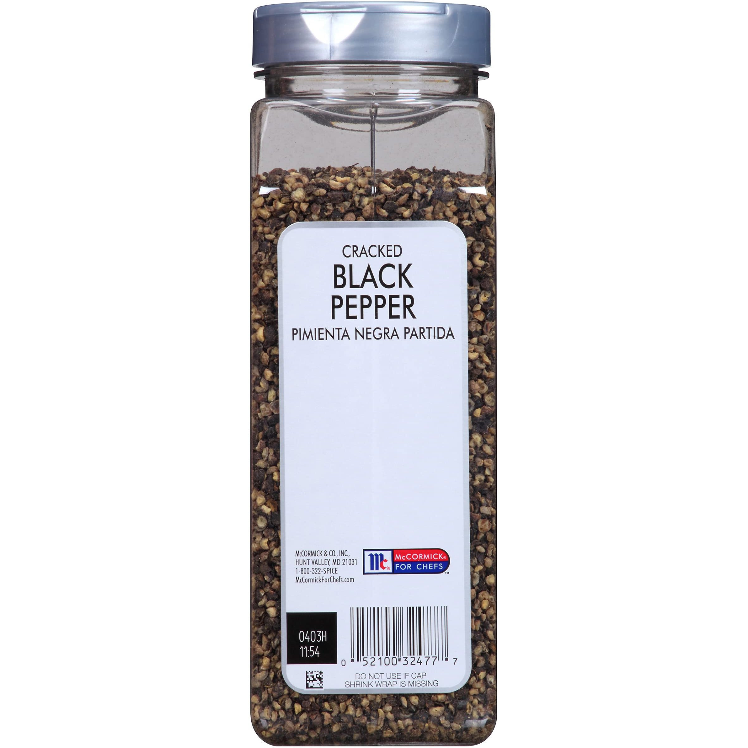 Mccormick Culinary Cracked Black Pepper, 16 Oz - One 16 Ounce Container Of Cracked Black Peppercorns For Garnishes, Best With Kabobs, Steak, Marinades, Tossed Salads And More