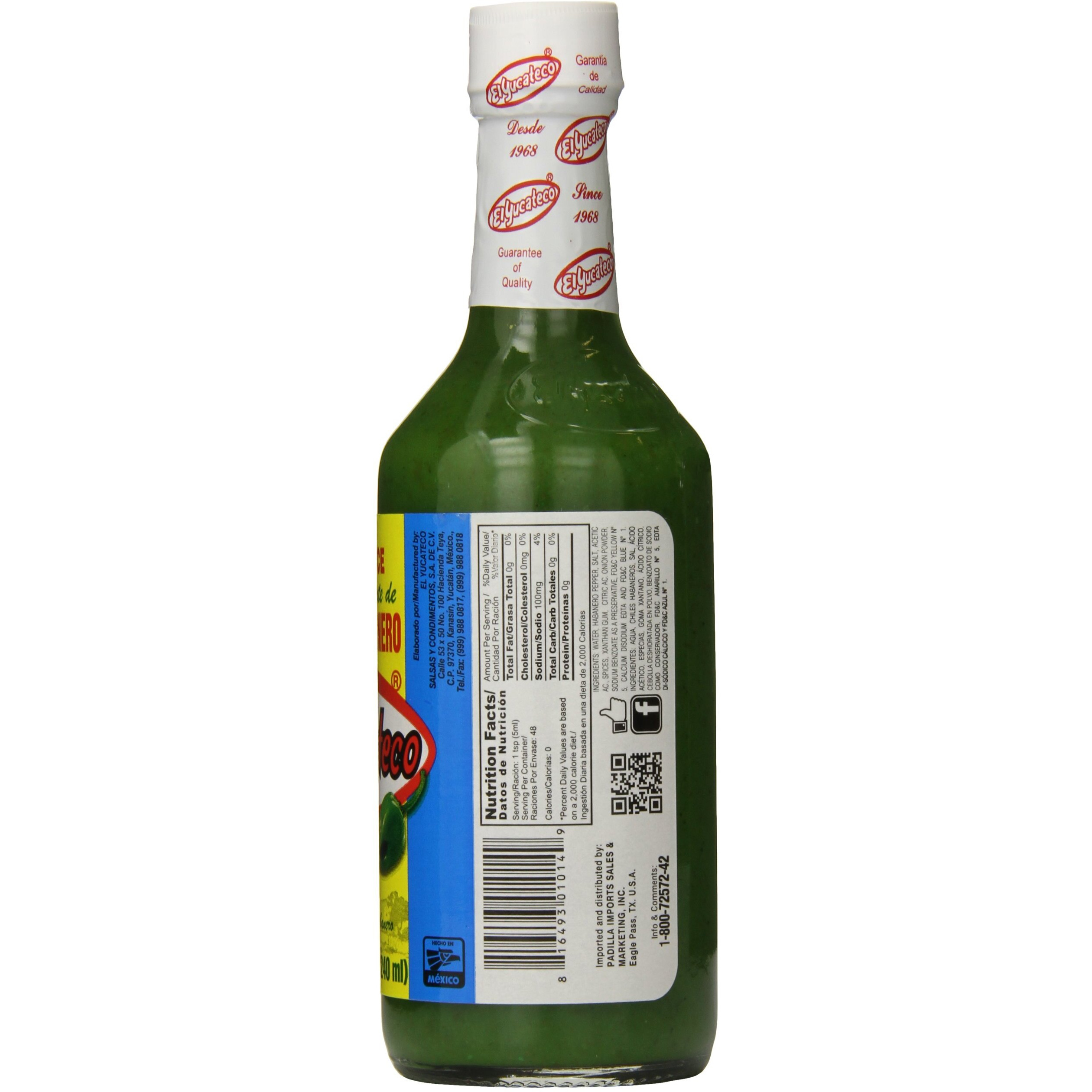 El Yucateco Green Habanero Hot Sauce 8 Oz