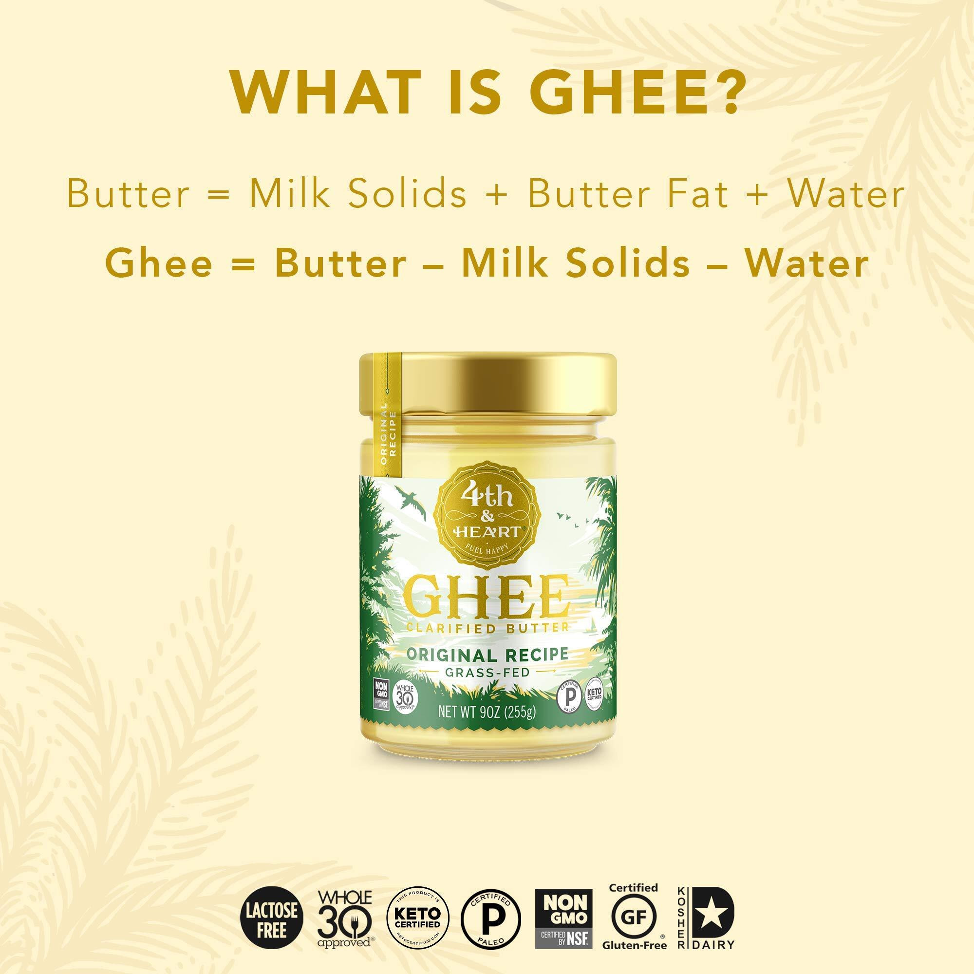 4Th & Heart Original Grass-Fed Ghee, 9 Ounce, Keto, Pasture Raised, Lactose And Casein Free, Certified Paleo