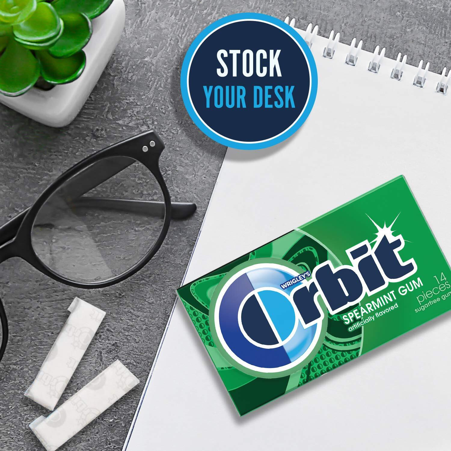 Orbit Spearmint Sugar Free Chewing Gum, 12 Packs Of 14-Pieces (168 Total Pieces)