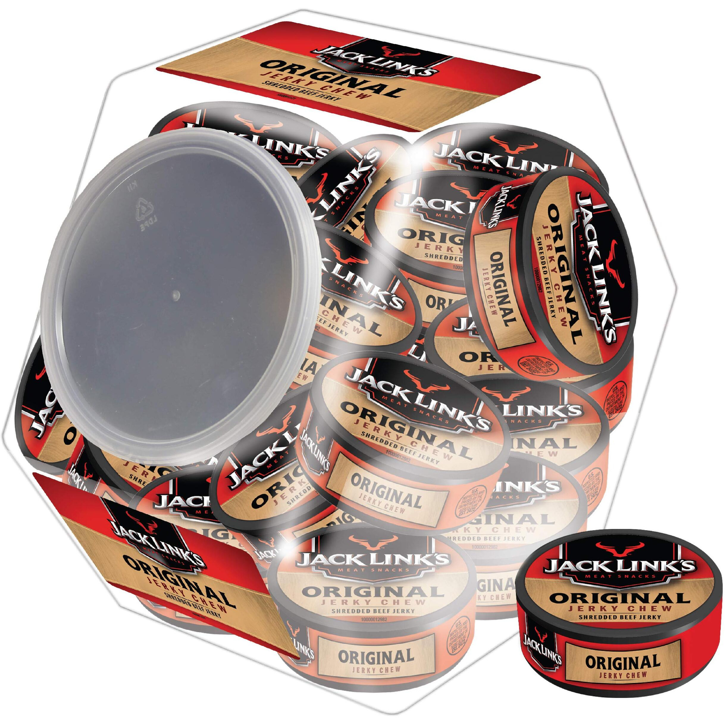 Jack Link's Beef Chew, Shredded Beef Jerky, Made With Premium Beef, Original Flavor, 0.32 Oz Per Snack Tin, 11.52 Ounce Total, 0.31 Ounce (Pack Of 36)