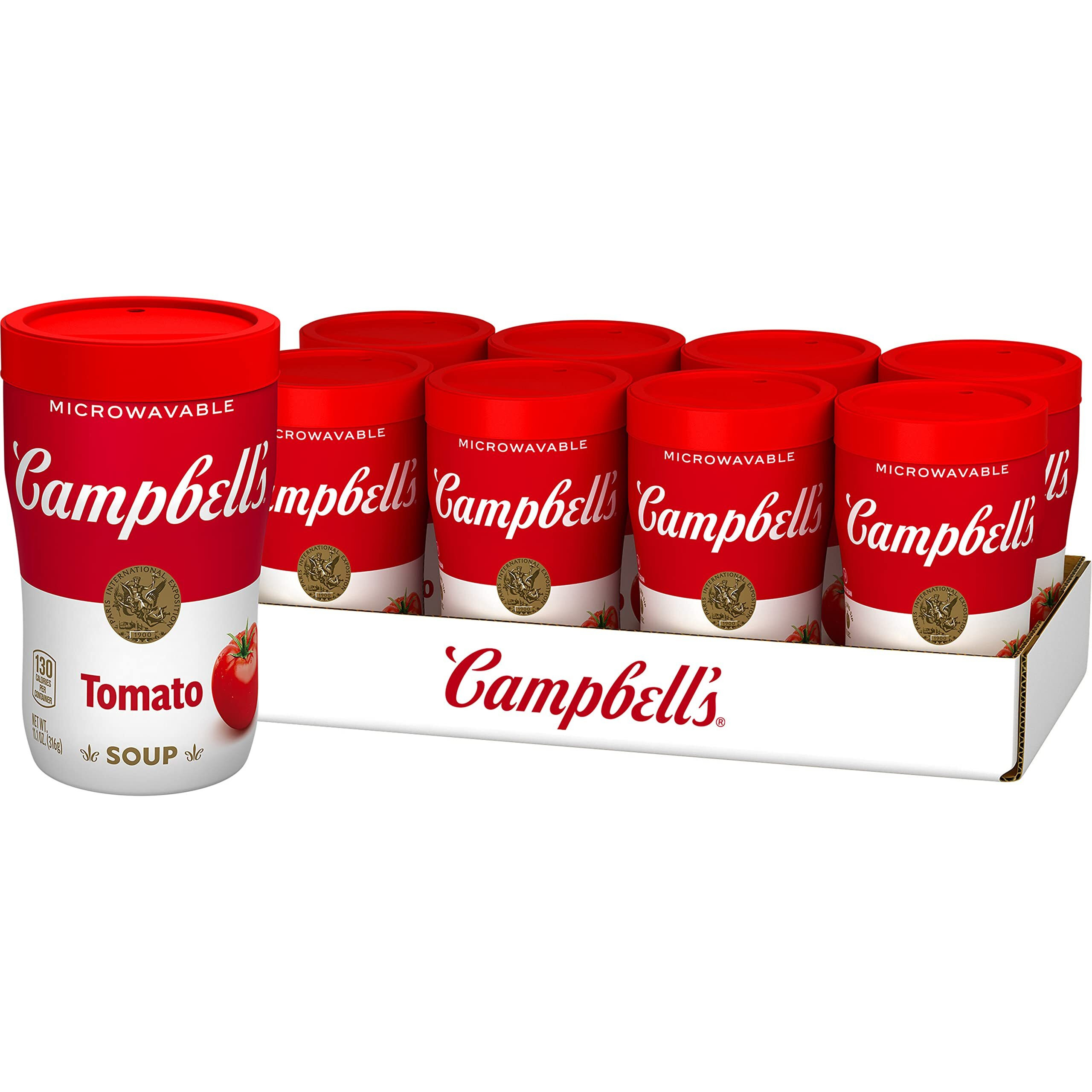 Campbell's Sipping Soup, Classic Tomato Soup, 11.1 Oz Microwavable Cup (Case Of 8)