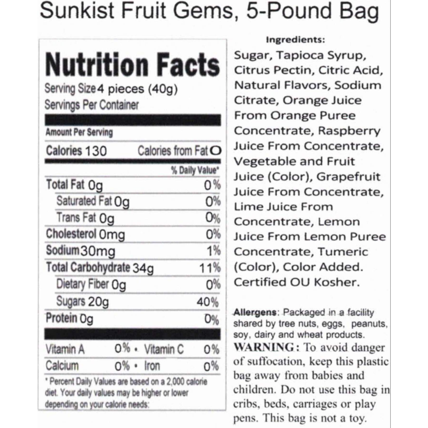 Sunkist Fruit Gems, 5-Pound Bag