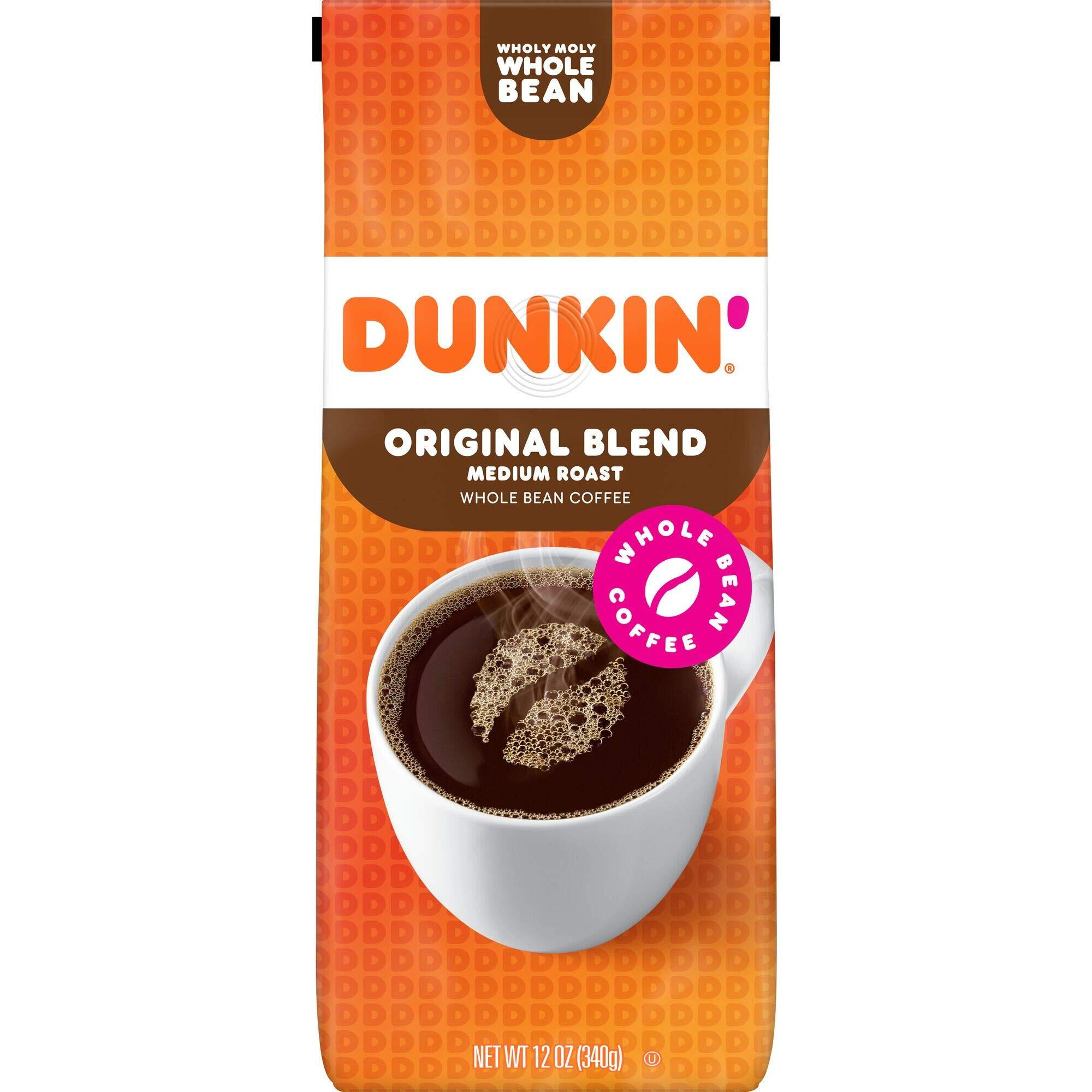 Dunkin' Original Blend Medium Roast Whole Bean Coffee, 12 Ounce