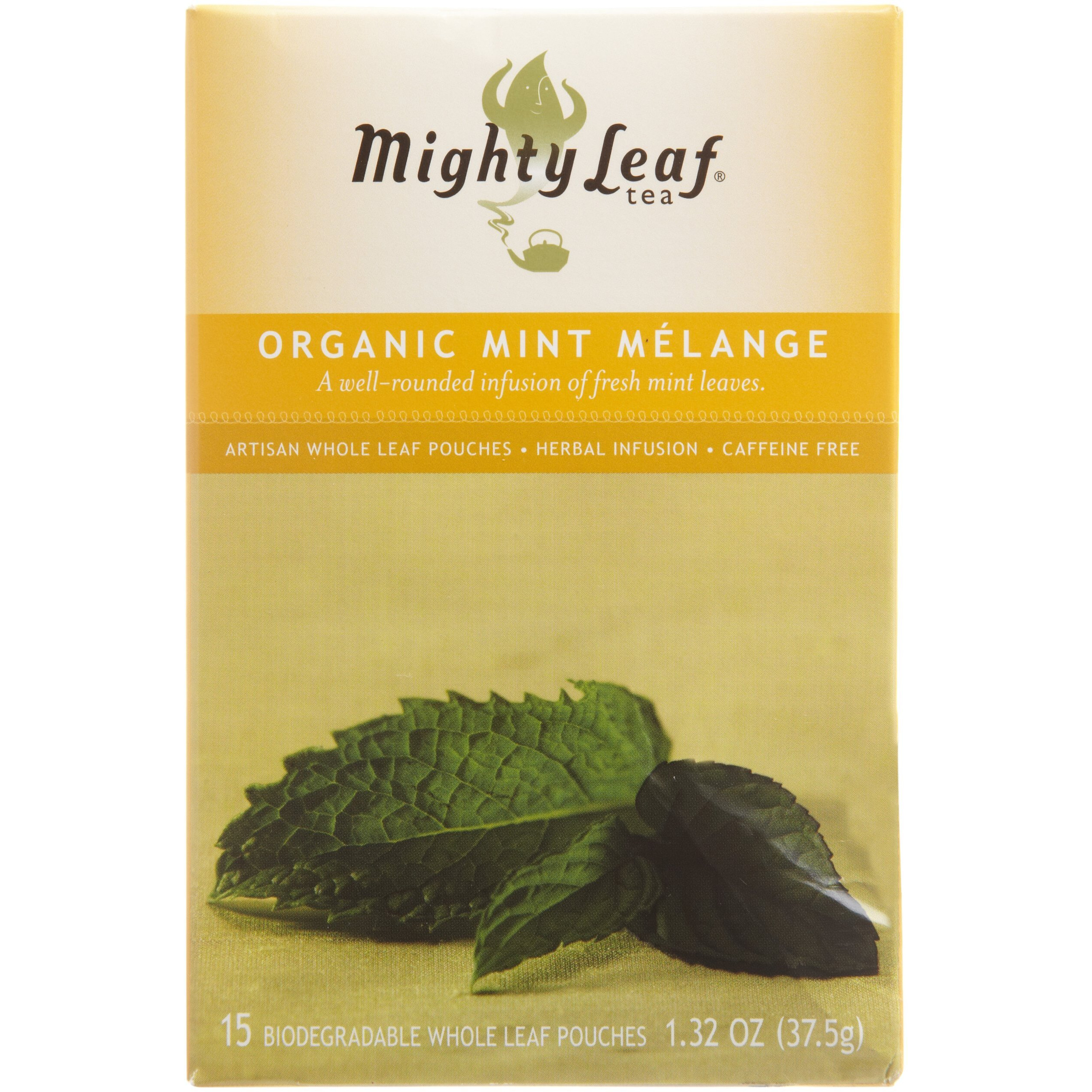 Mighty Leaf Organic Tea, Mint Melange, 15-Count Whole Leaf Pouches 1.32 Oz (Pack Of 3)