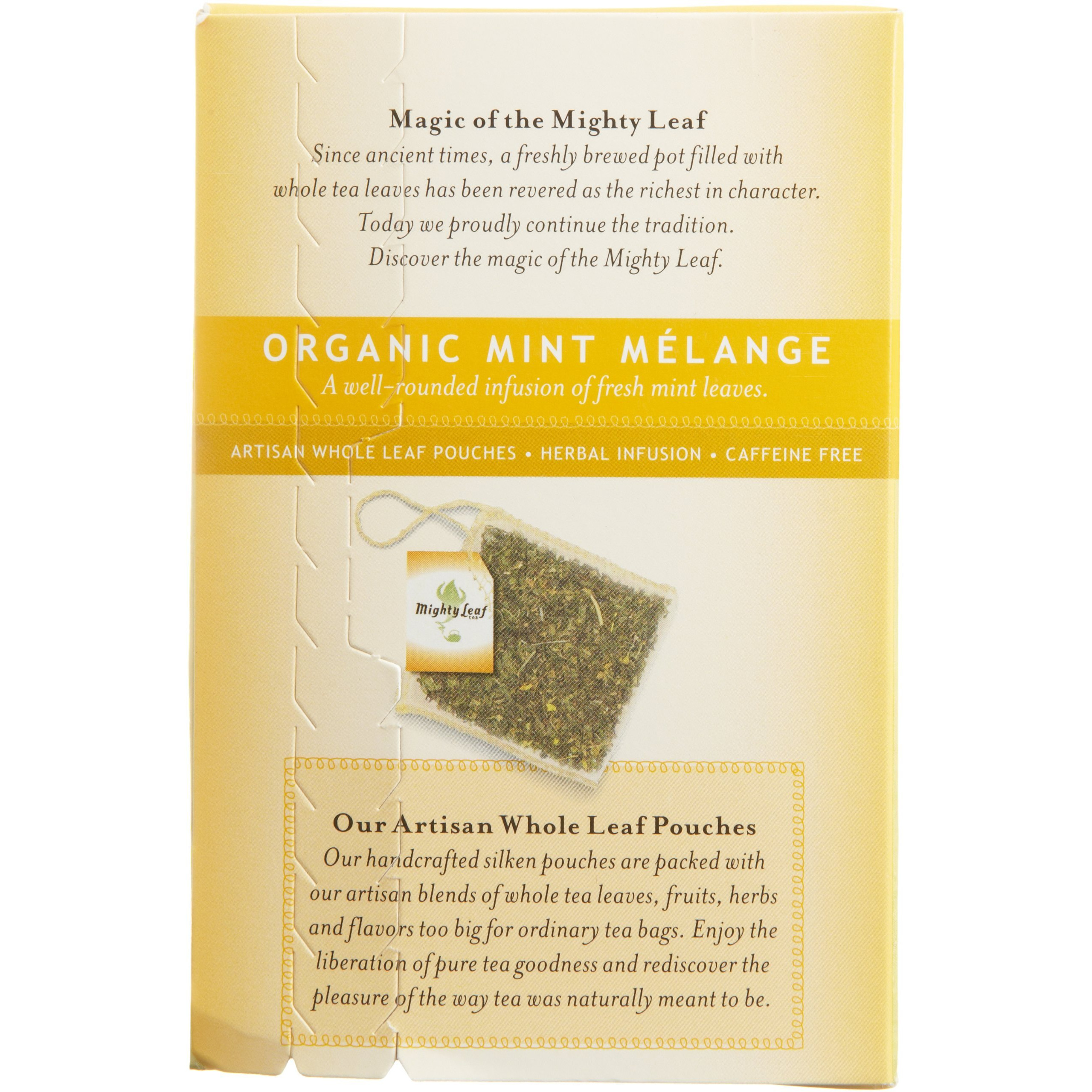 Mighty Leaf Organic Tea, Mint Melange, 15-Count Whole Leaf Pouches 1.32 Oz (Pack Of 3)