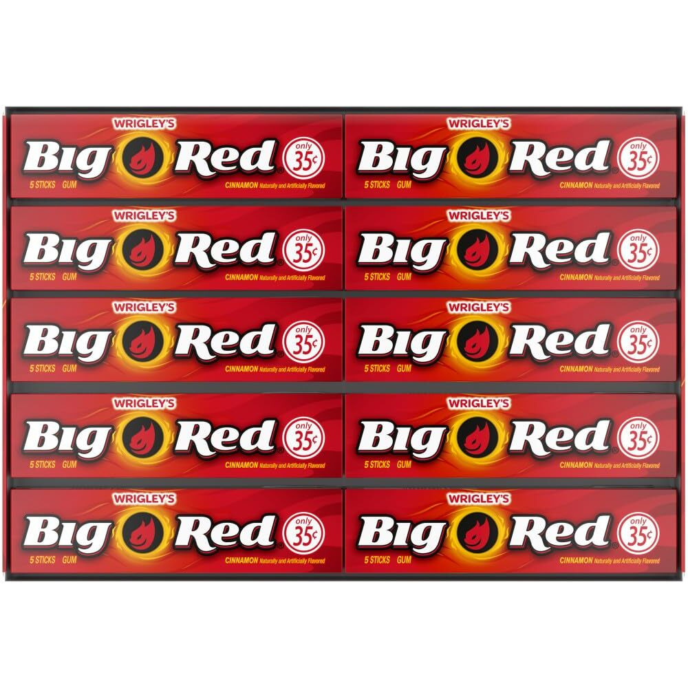 Wrigley's Big Red Cinnamon Chewing Gum, 5-Stick Pack (40 Packs) 5 Count