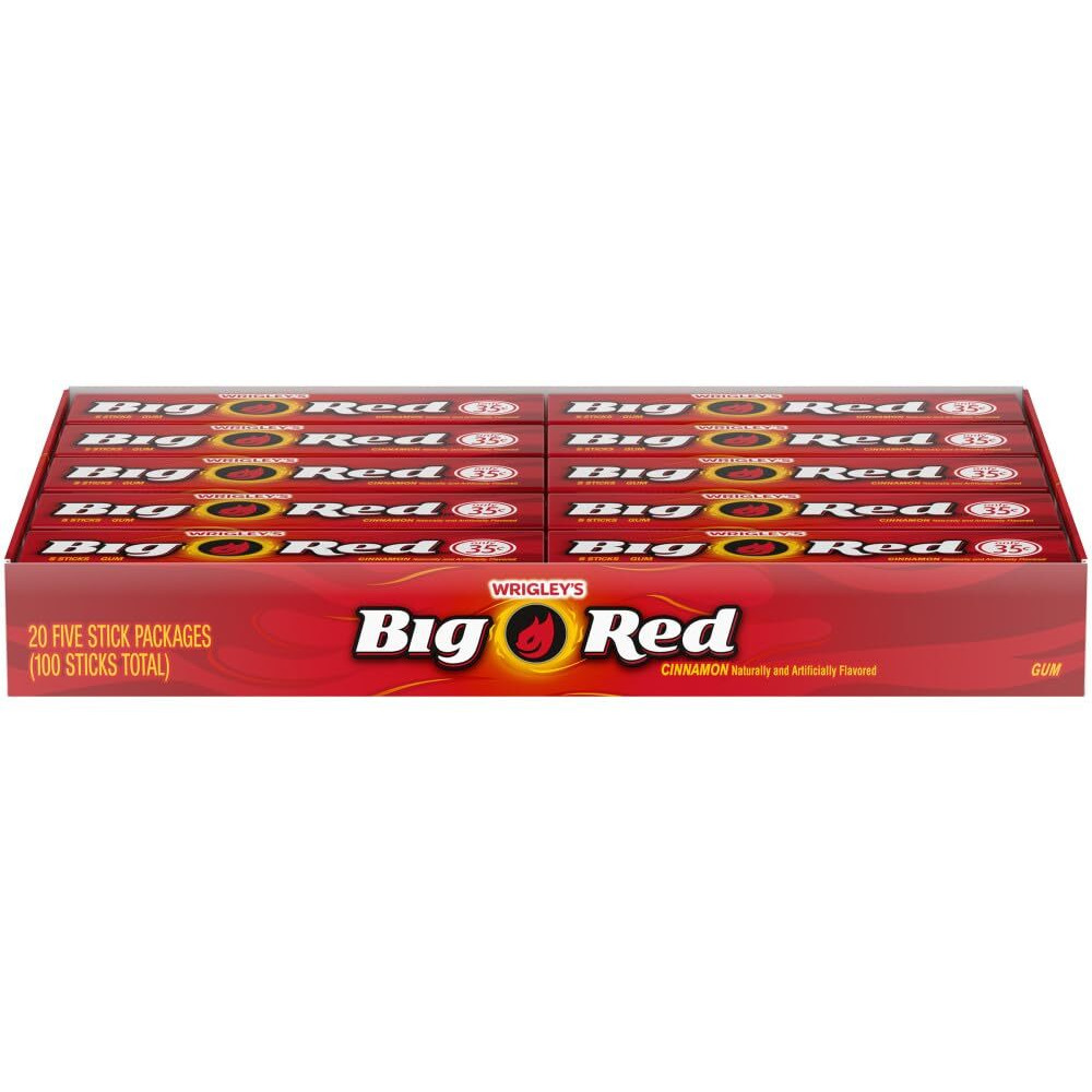 Wrigley's Big Red Cinnamon Chewing Gum, 5-Stick Pack (40 Packs) 5 Count