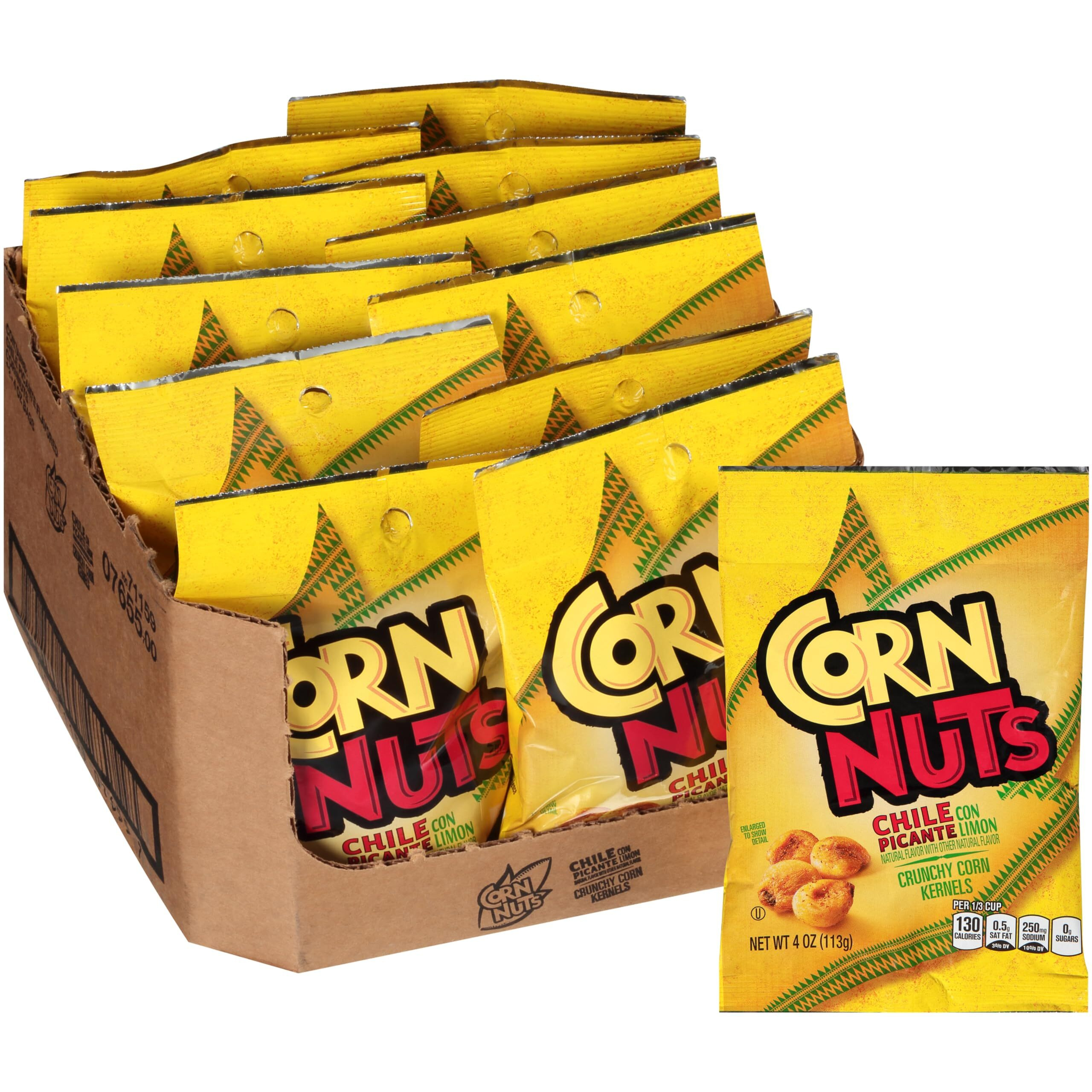 Corn Nuts Chile Picante Con Limon Crunchy Corn Kernels Snack, 4 Ounce Bag (Pack Of 12)