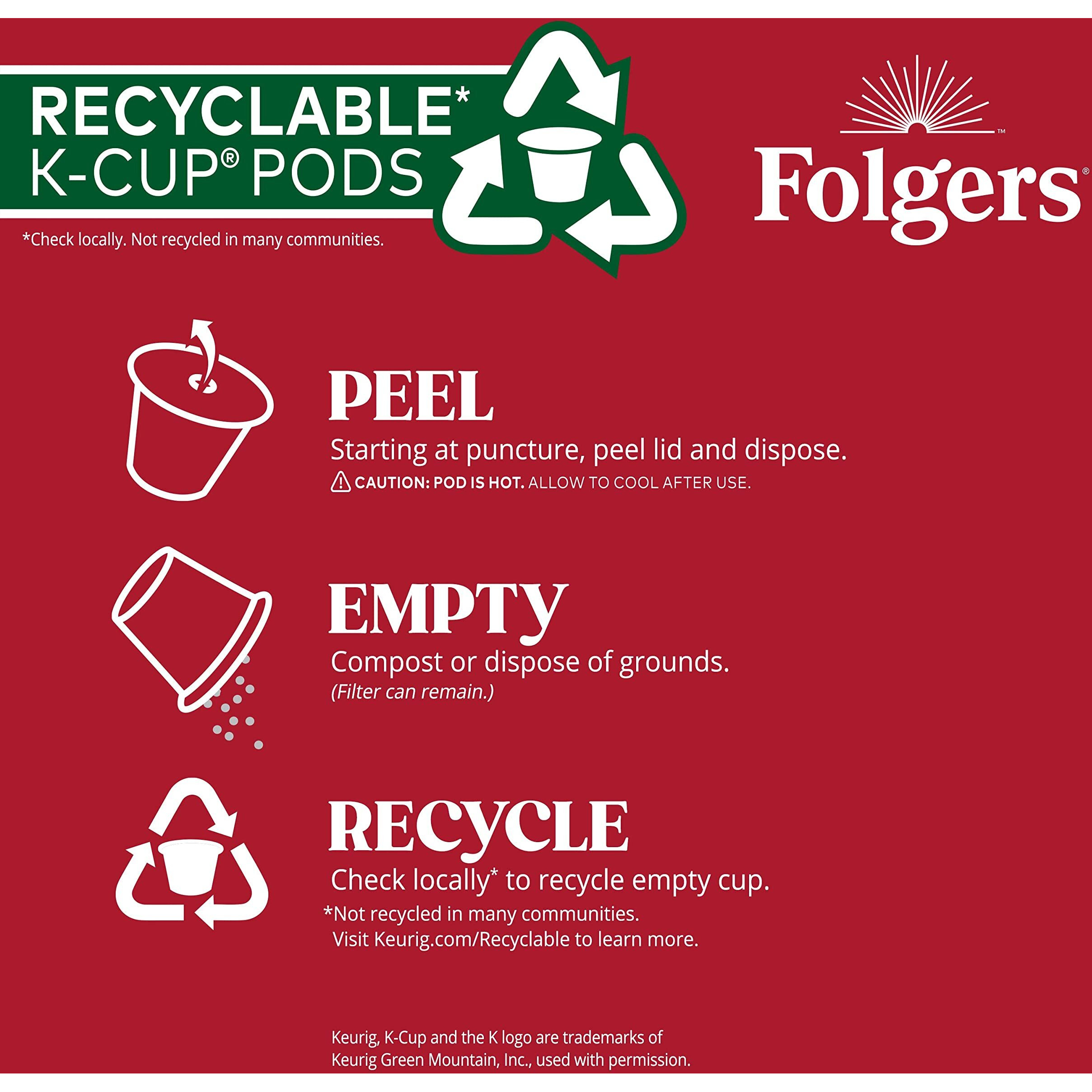Folgers Colombian Decaf Medium Roast Coffee, 72 Keurig K-Cup Pods