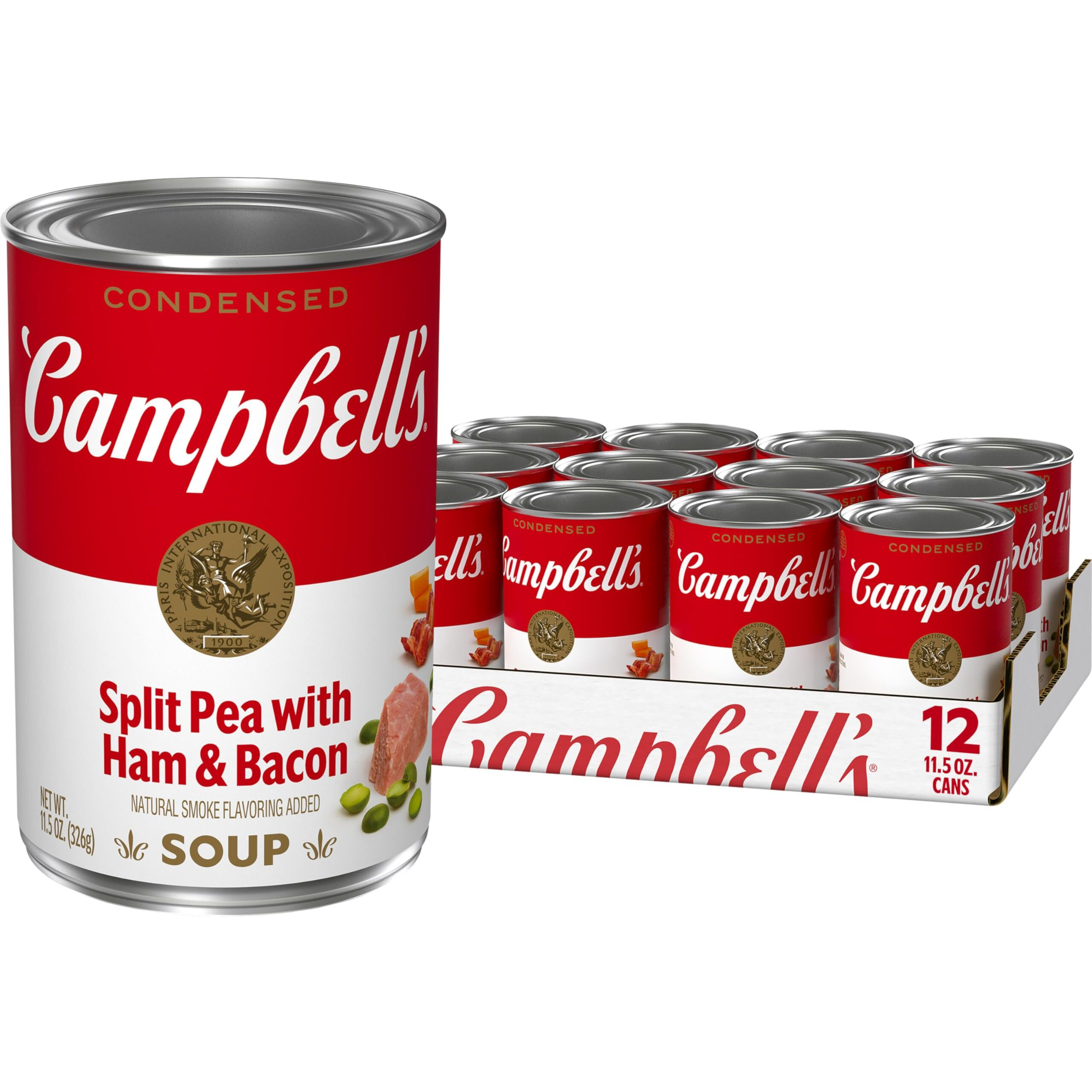 Campbell's Condensed Split Pea Soup With Ham And Bacon, Natural Smoke Flavoring Added, 11.5 Oz Can (12 Pack)