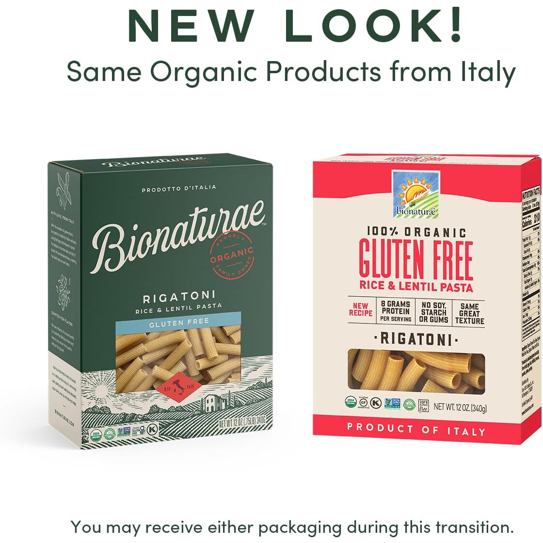 Bionaturae Rigatoni Pasta Noodles - Gluten Free Rigatoni Pasta Organic, Rice & Lentil Pasta, Kosher, High Protein, Non-Gmo, Gluten Free Pasta Organic, Crafted In Italy - 12 Oz, 4 Pack