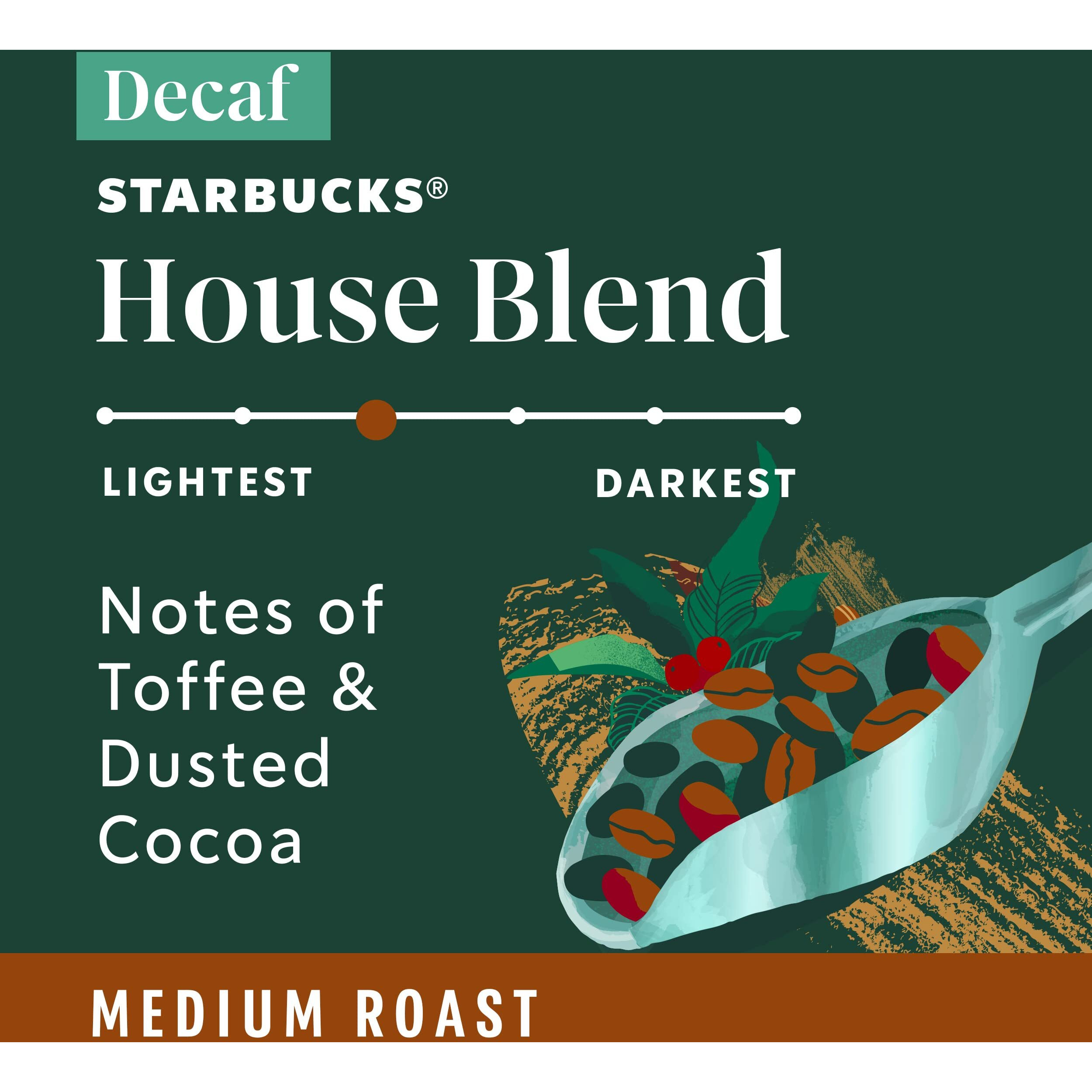 Starbucks Decaf K-Cup Coffee Pods, House Blend For Keurig Brewers, 6 Boxes (60 Pods Total)