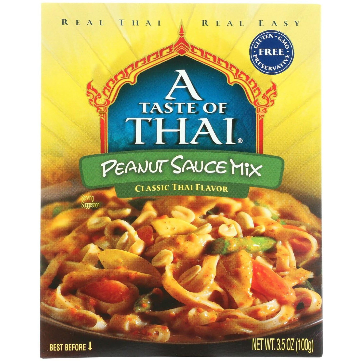 A Taste Of Thai Peanut Sauce Mix - 3.5Oz Pack Of 6 Pack Ready-To-Use Sauce Flavored With Classic Thai Spices | Use For Noodles Soups Stews Dips Salad Dressing & More | Non-Gmo | Gluten-Free
