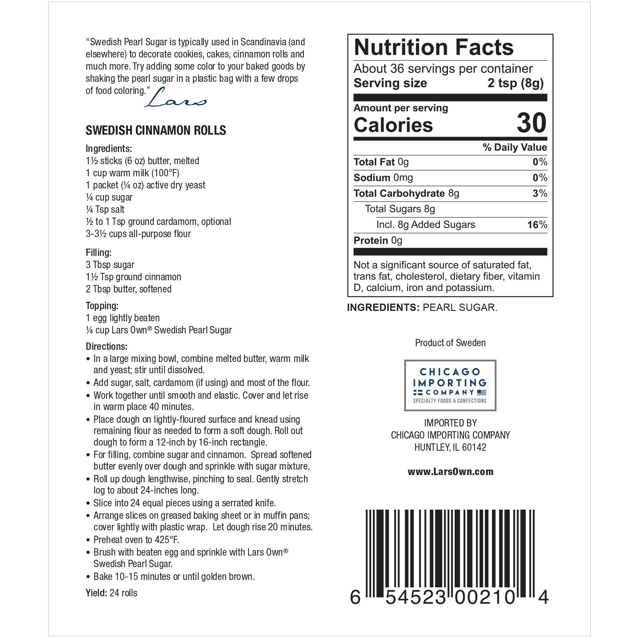 Lars' Own Swedish Pearl Sugar, 10-Ounce Packages (Pack Of 6)