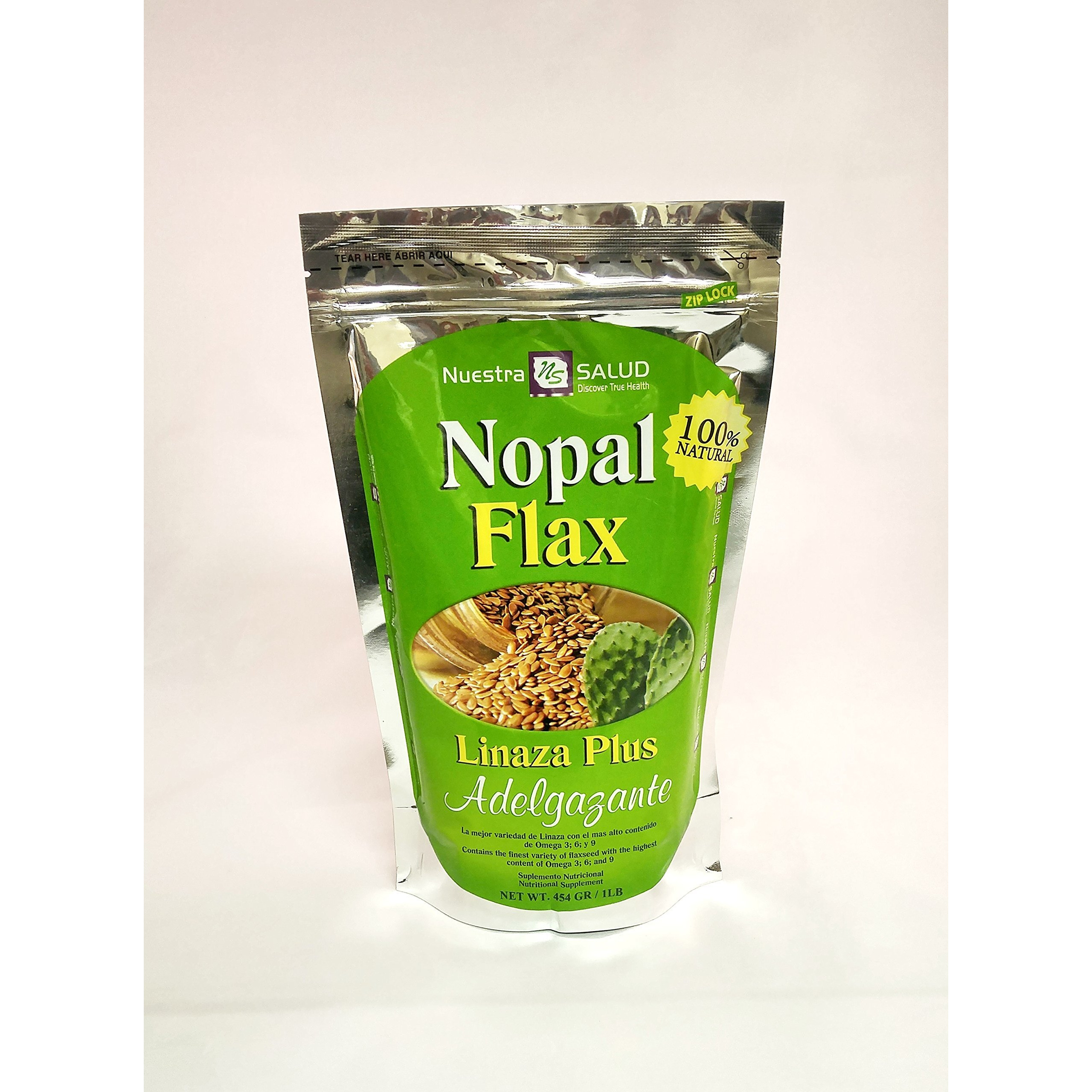 Nopal Flax Linaza Plus Original Colon Cleansing & Constipation (1Lb) 100% Natural Blend Of Ground Linaza -Senna- Lucuma- Prickly Pear (Nopal) Extremely Effective