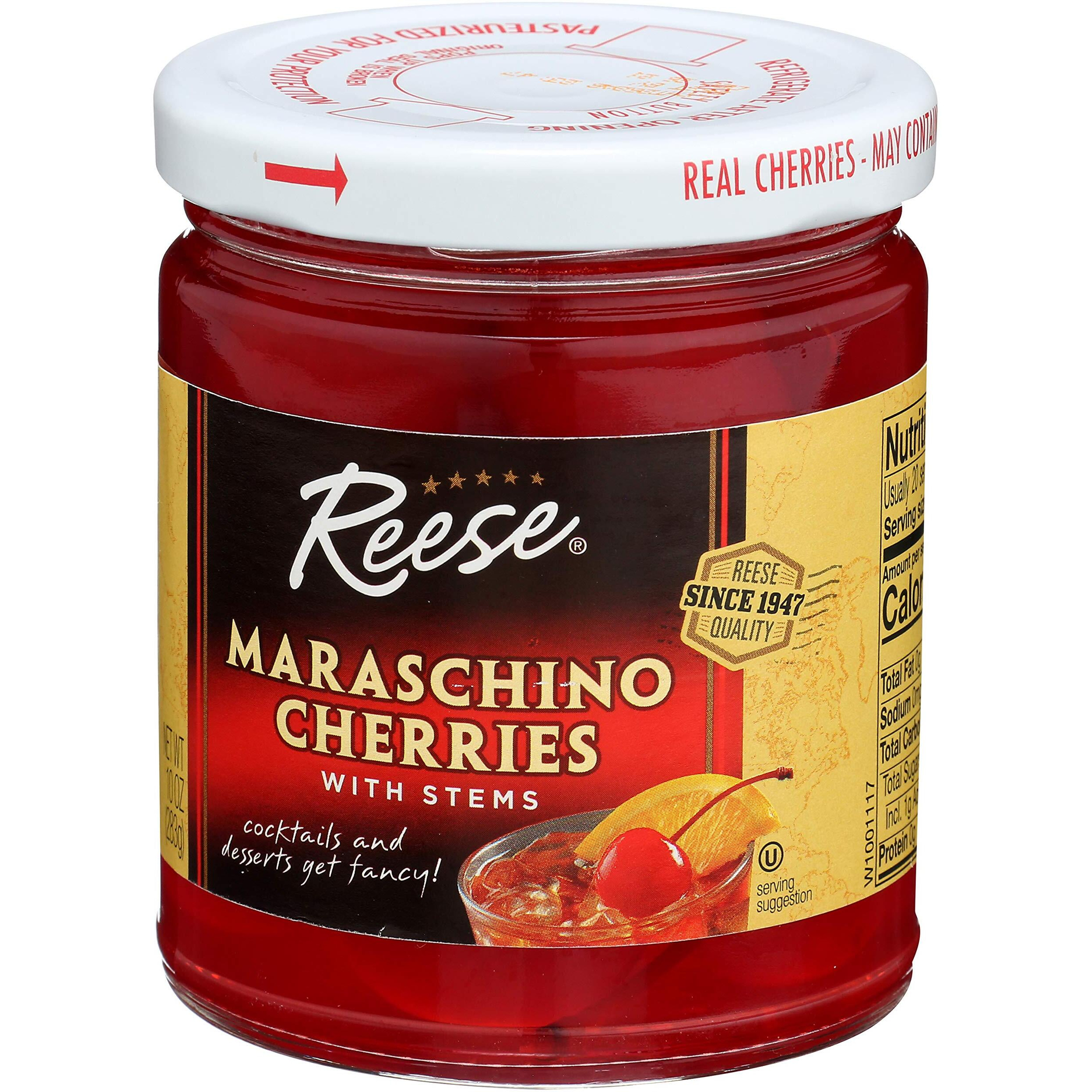 Reese Red Maraschino Cherries With Stems, 10 Oz