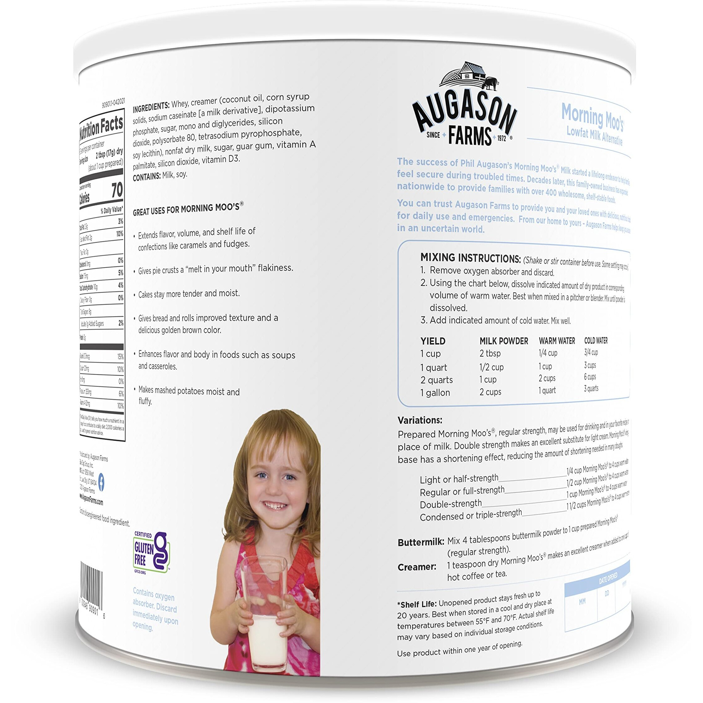 Augason Farms Morning Moo's Low Fat Milk Alternative