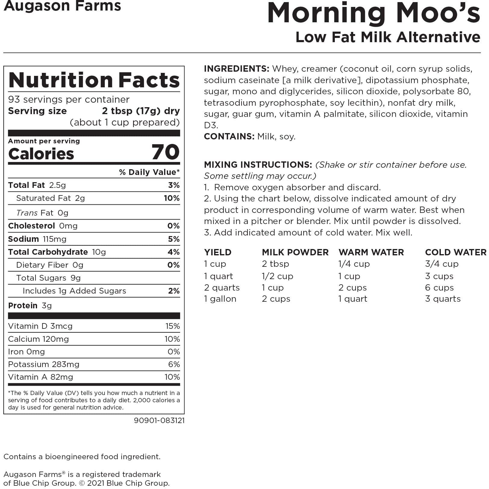 Augason Farms Morning Moo's Low Fat Milk Alternative