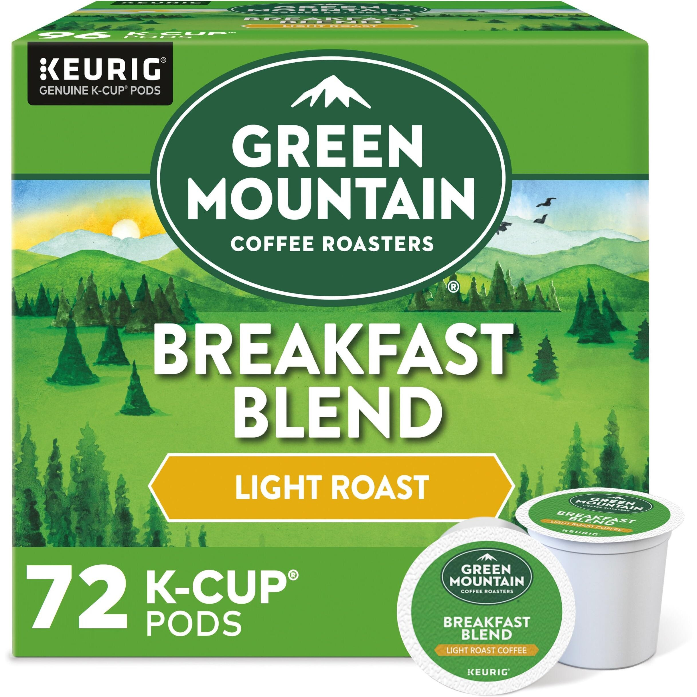 Green Mountain Coffee Roasters Breakfast Blend Single-Serve Keurig K-Cup Pods, Light Roast Coffee, 72 Count (6 Packs Of 12)