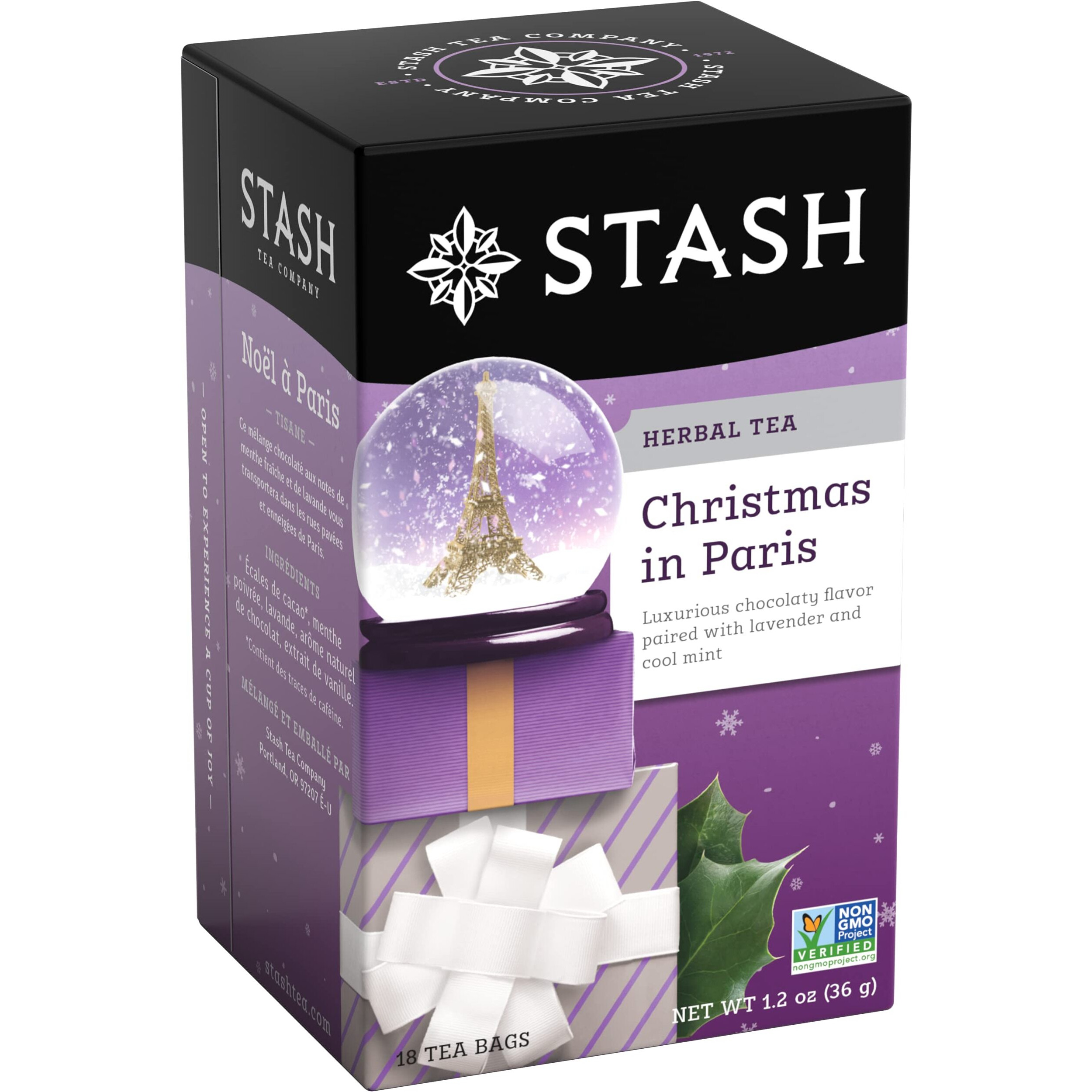 Stash Tea Christmas In Paris Herbal Tea - Non-Gmo Project Verified Premium Tea With No Artificial Ingredients, 18 Count (Pack Of 6) - 108 Bags Total