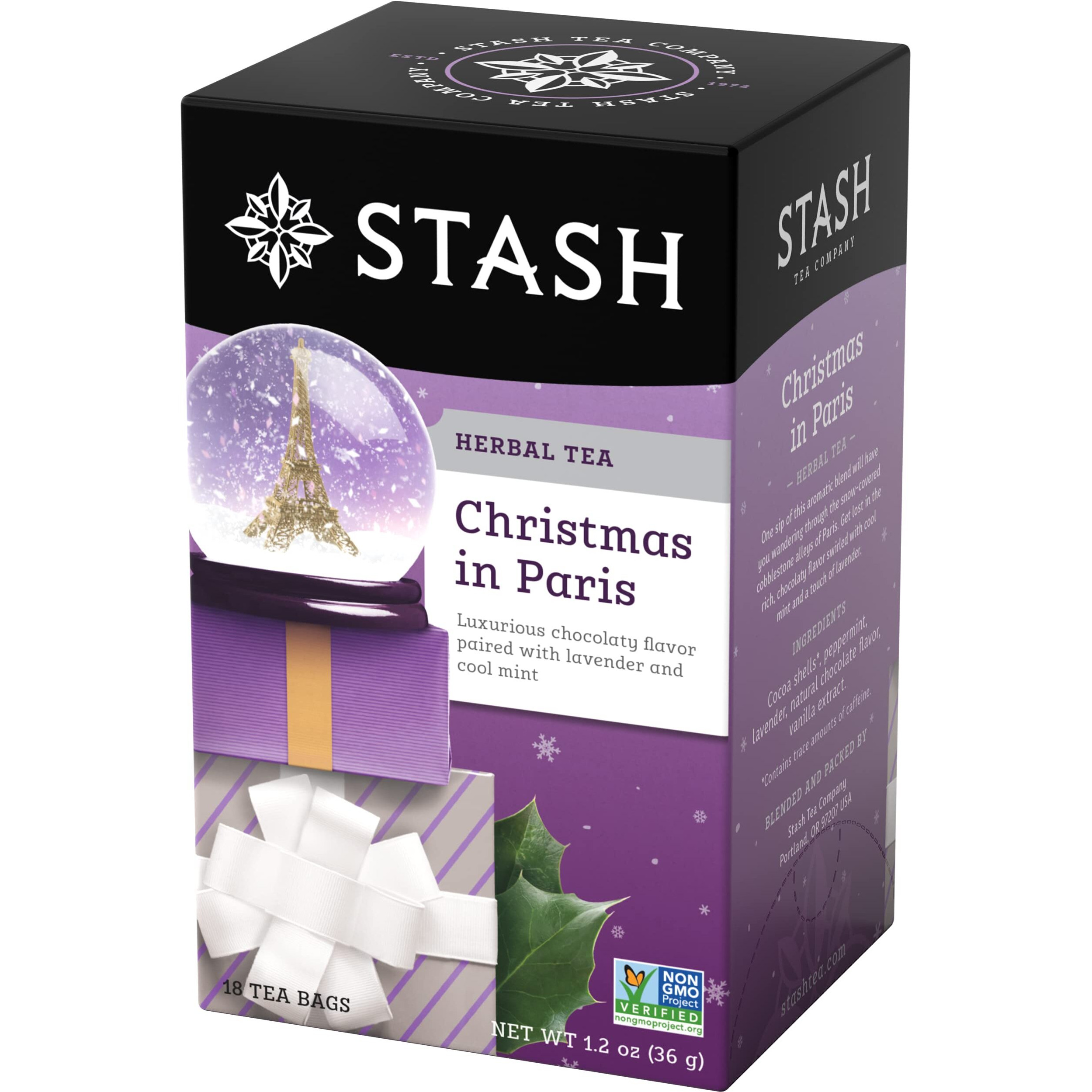 Stash Tea Christmas In Paris Herbal Tea - Non-Gmo Project Verified Premium Tea With No Artificial Ingredients, 18 Count (Pack Of 6) - 108 Bags Total