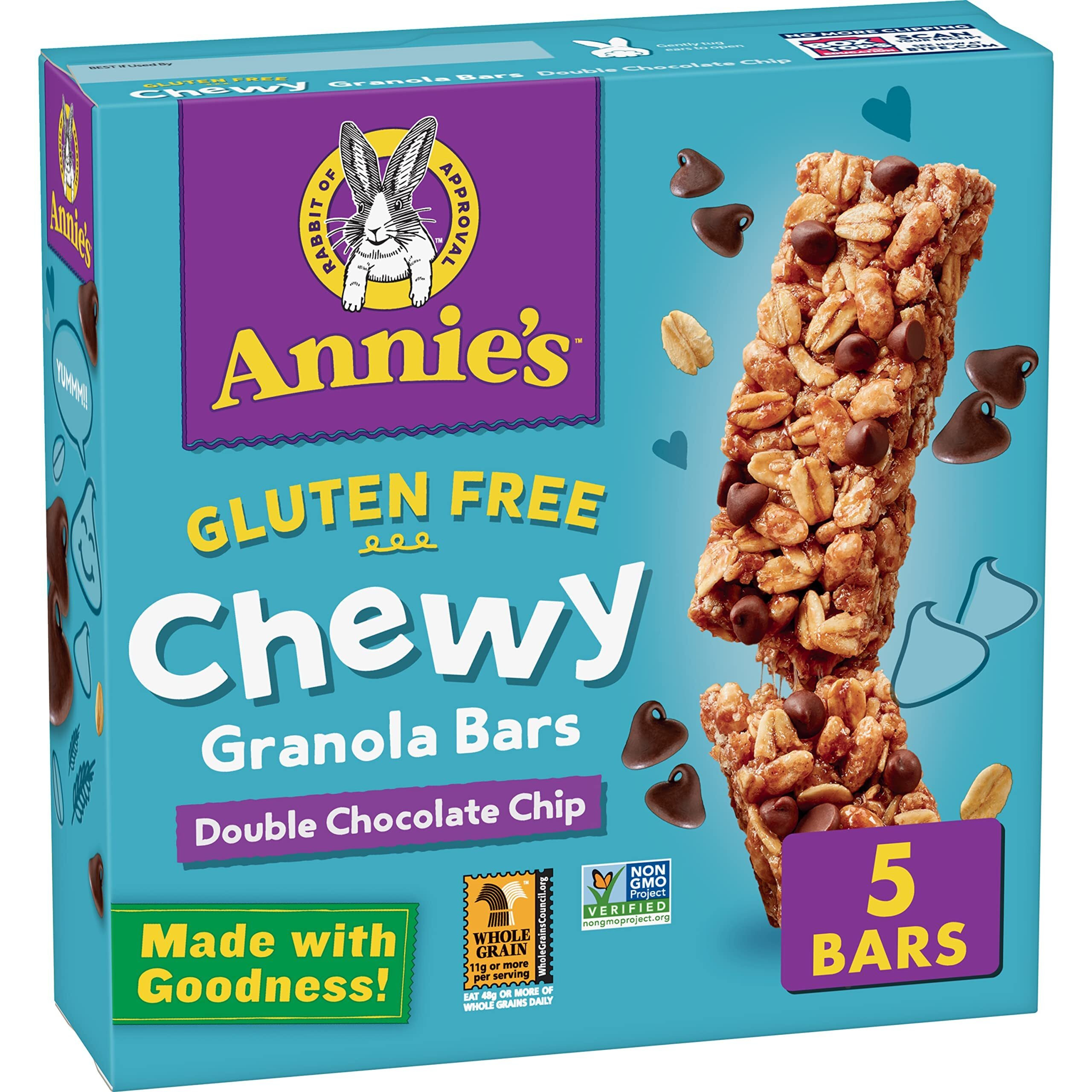 Annie's Gluten Free Chewy Granola Bars, Double Chocolate Chip, 5 Bars, 4.9 Oz.