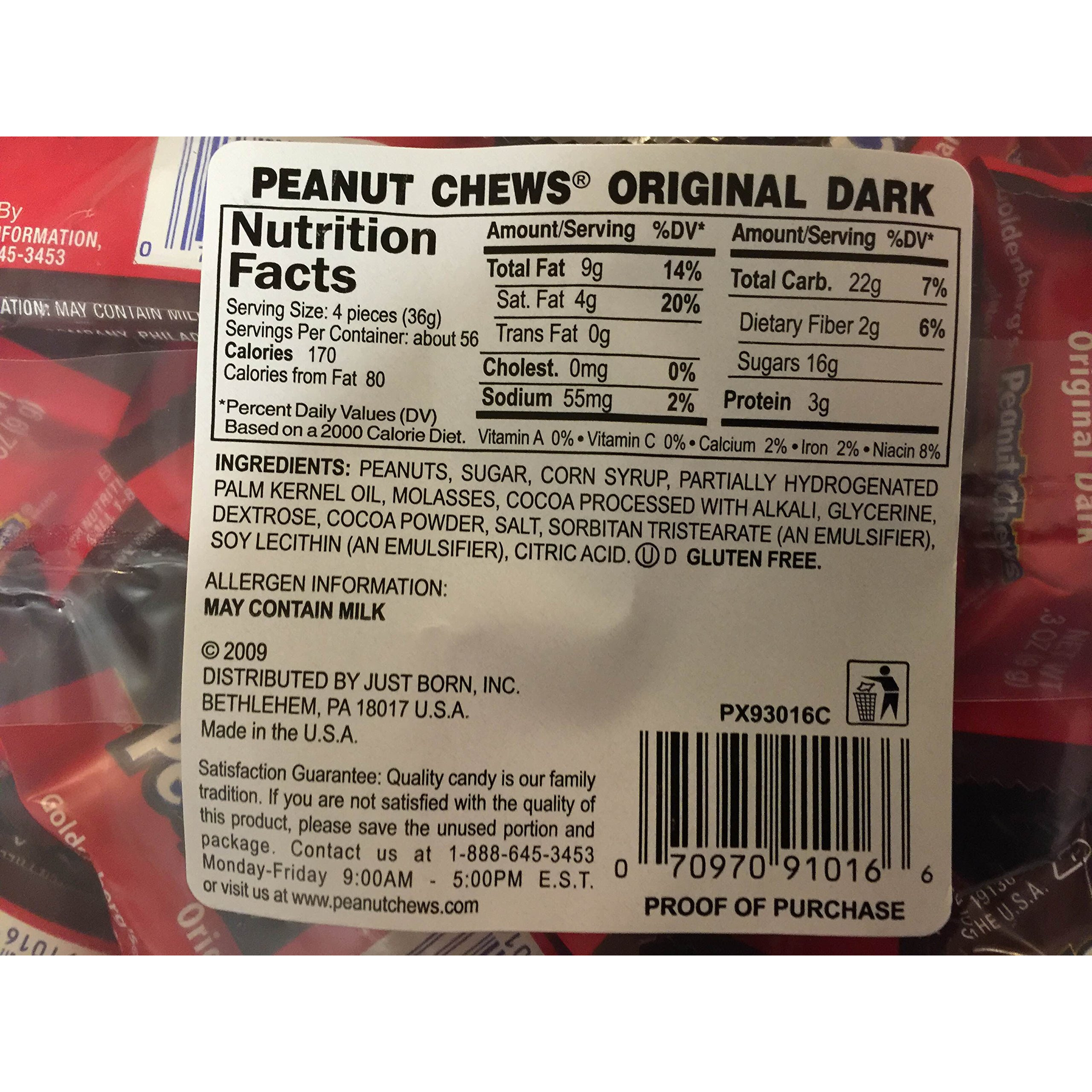 Original Dark Chocolate Goldenberg's Peanut Chews 225 Count , 4 Lbs From (Jersey Candy Company)