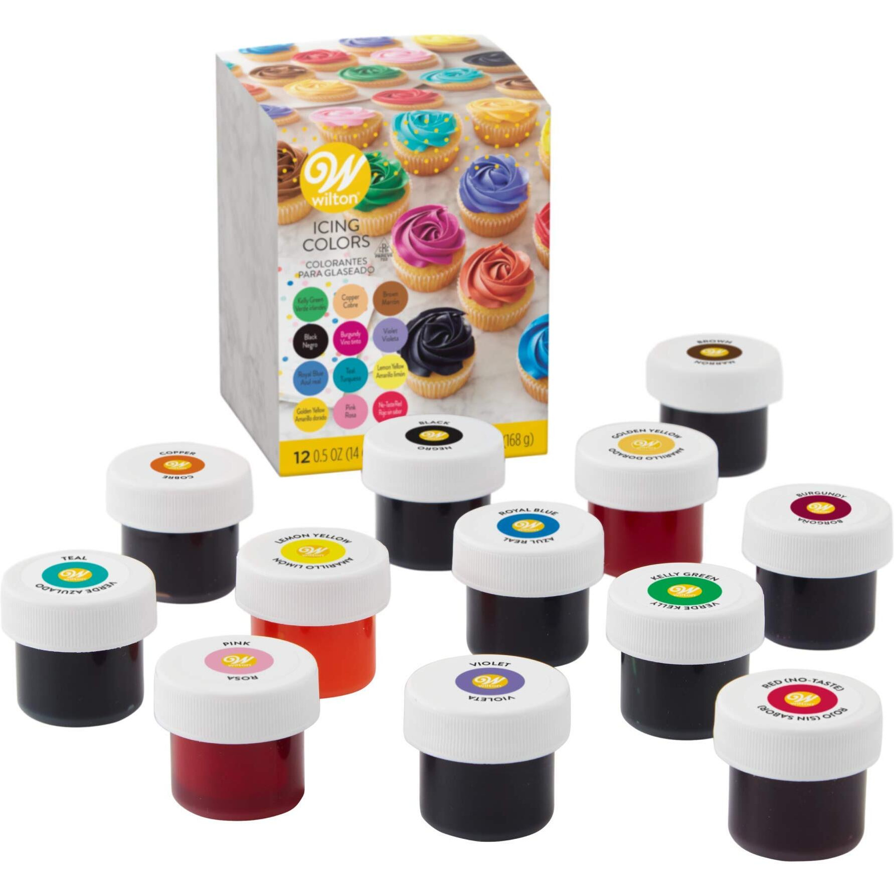 Wilton Icing, 12-Count Gel-Based Food Color, 0.5 Ounce (Pack Of 12), Assorted
