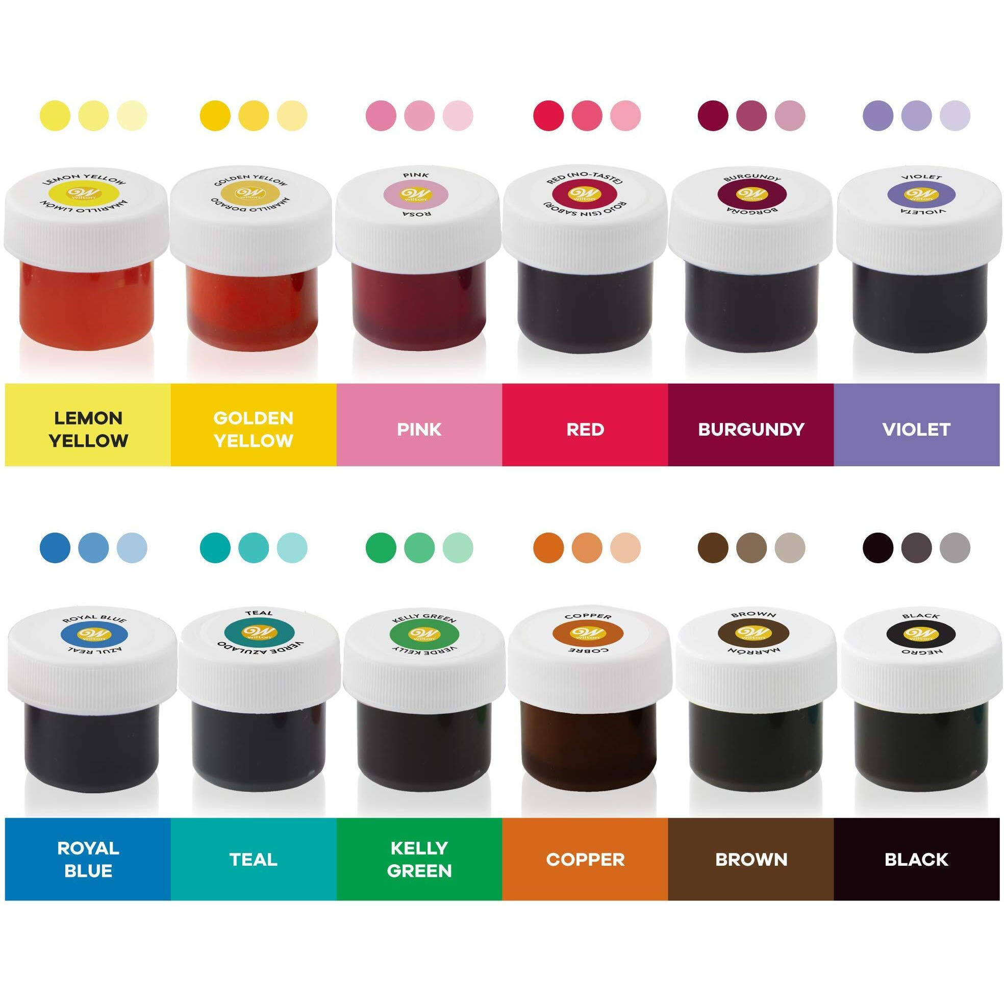 Wilton Icing, 12-Count Gel-Based Food Color, 0.5 Ounce (Pack Of 12), Assorted